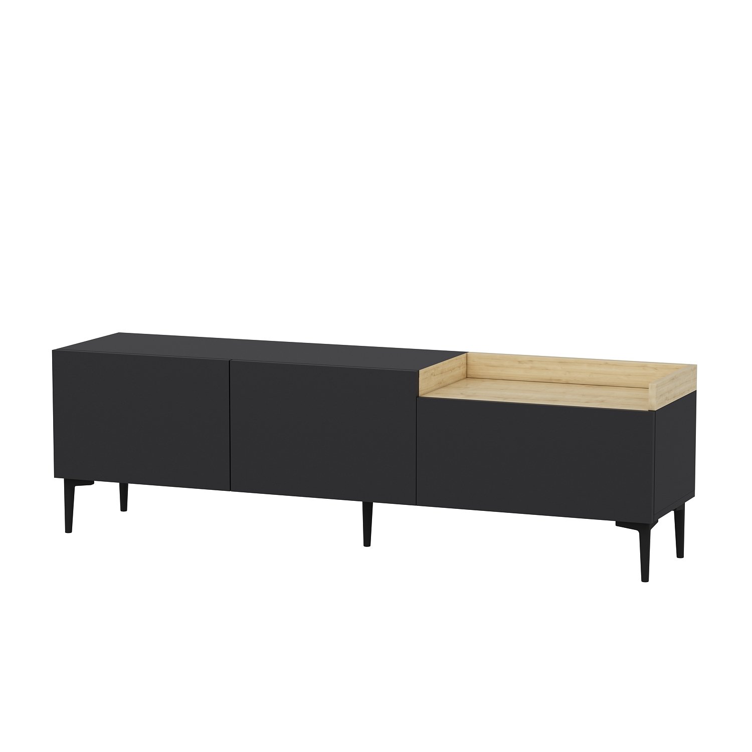 Suport tv, Hanah Home, pal melaminat, antracit, 160x37x48 cm — imaginea 3