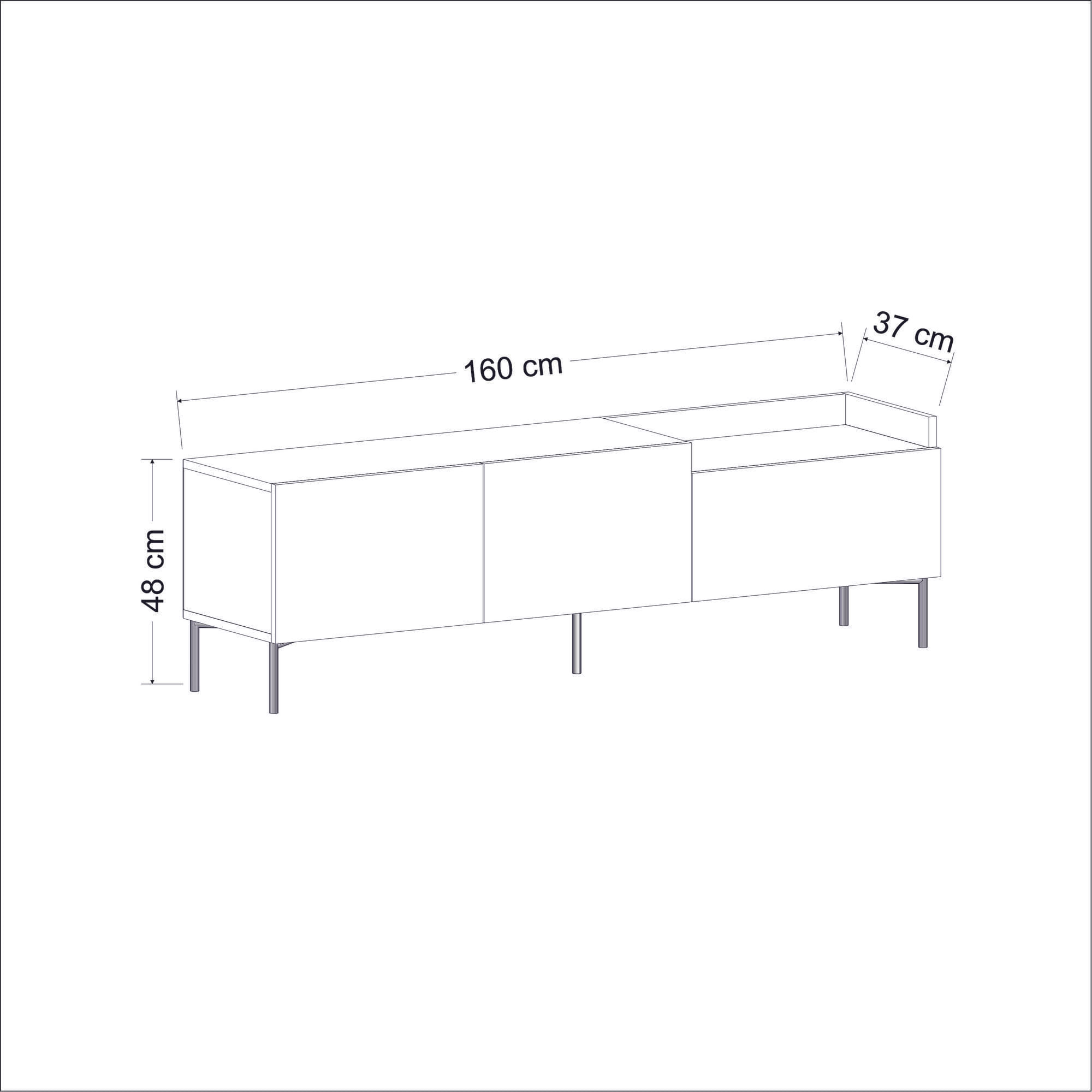 Suport tv, Hanah Home, pal melaminat, antracit, 160x37x48 cm — imaginea 8