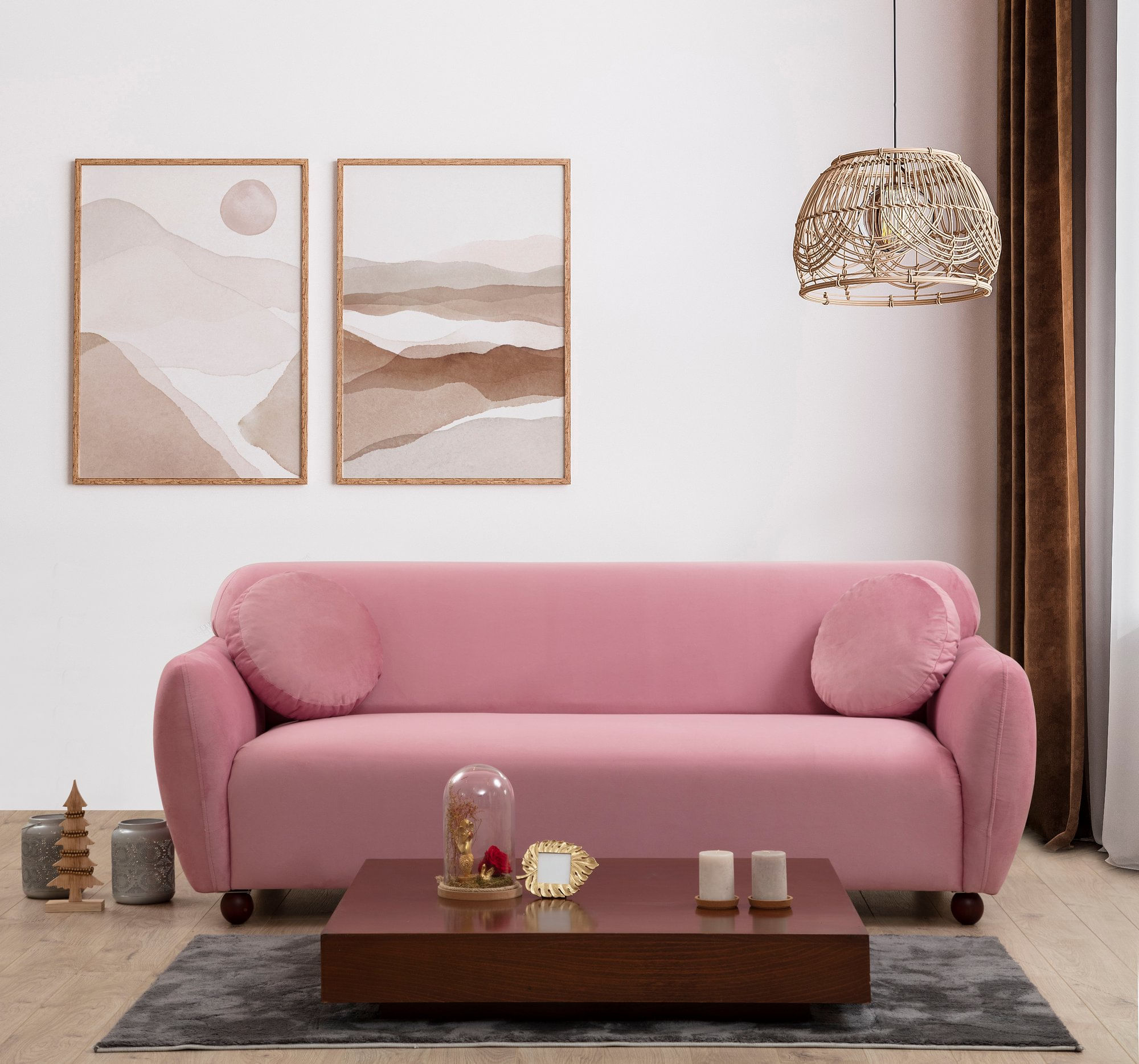 Canapea 3 locuri, Atelier Del Sofa, poliester, dusty rose, 223x83x86 cm — imaginea 5