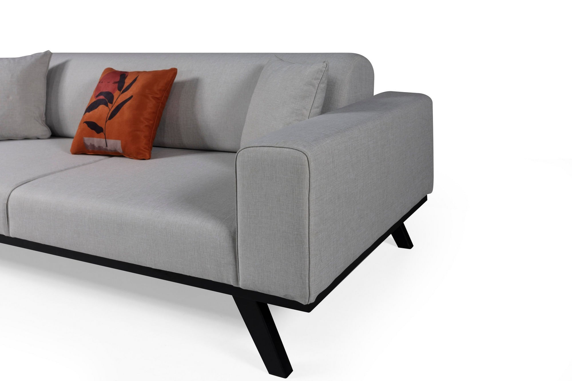 Canapea extensibila 3 locuri, Atelier Del Sofa, lemn fag si placi aglomerate, gri deschis, 222x92x77 cm — imaginea 2