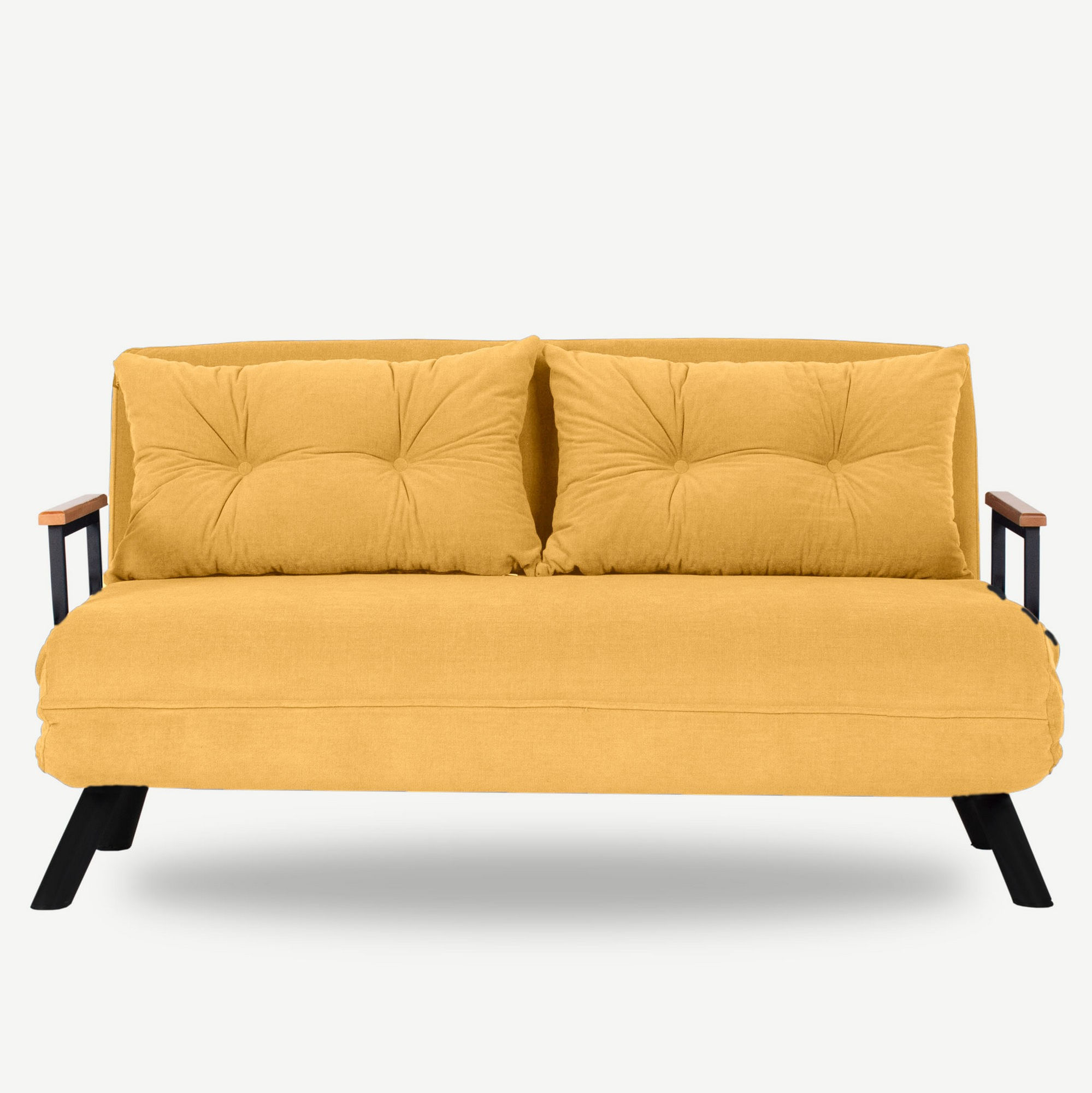 Canapea extensibila 2 locuri, Atelier Del Sofa, metal, poliester, mustar, 175x133 cm - 2 | YEO