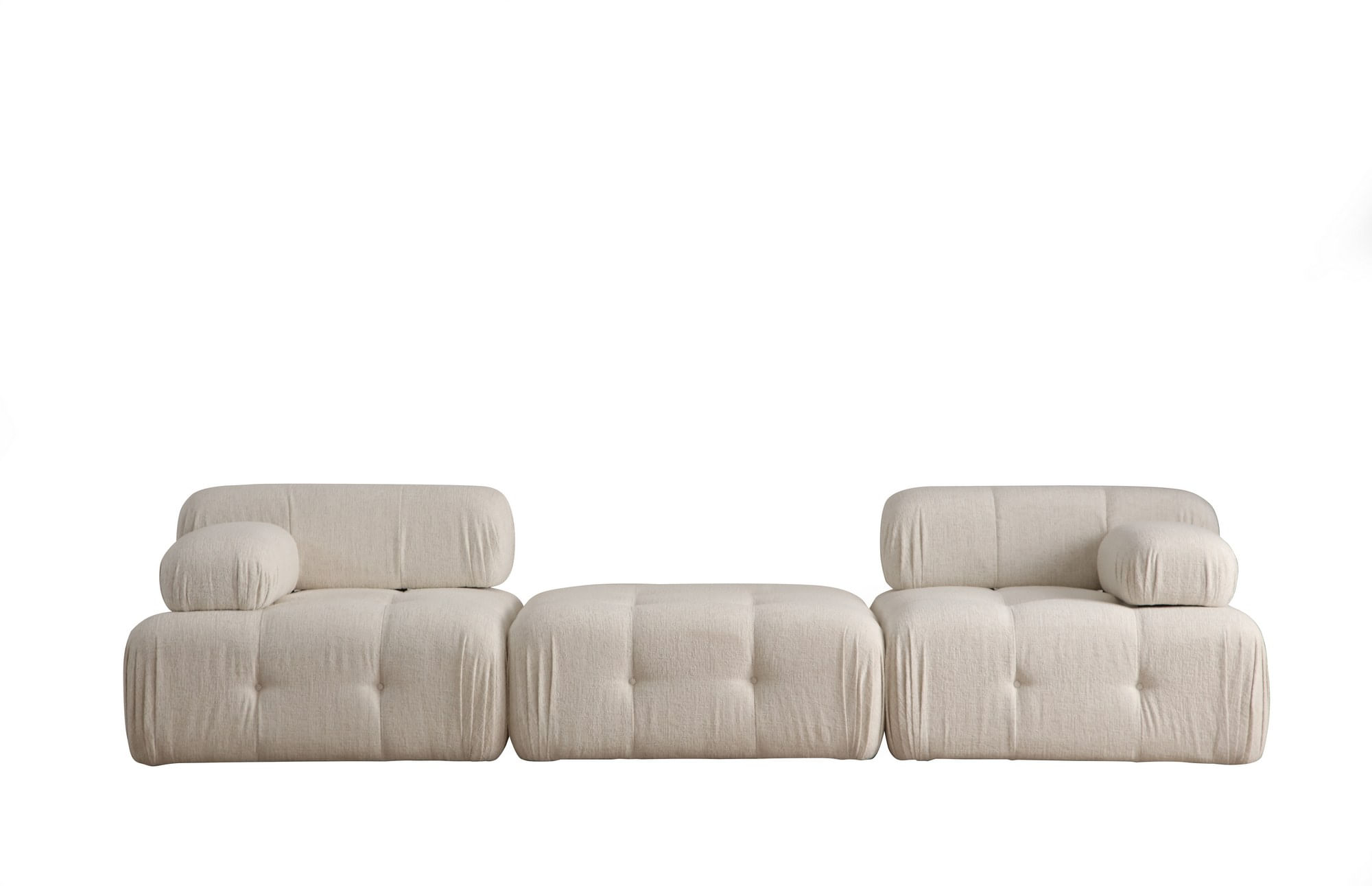Canapea 3 locuri, Hanah Home, stofa bouclette, crem, 300x100x80 cm — imaginea 2
