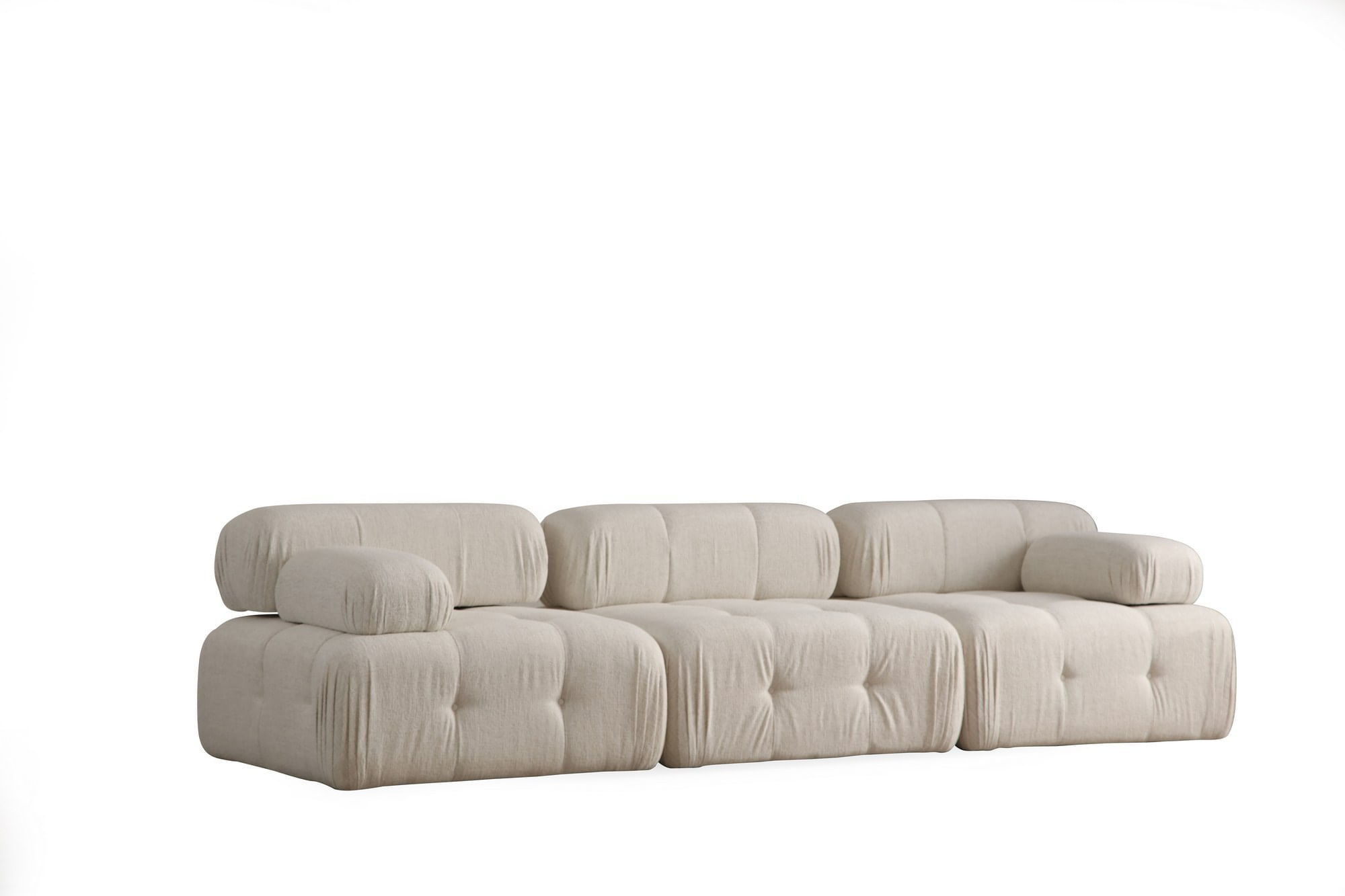 Canapea 3 locuri, Hanah Home, bouclé poliester, crem, 300x100x80 cm