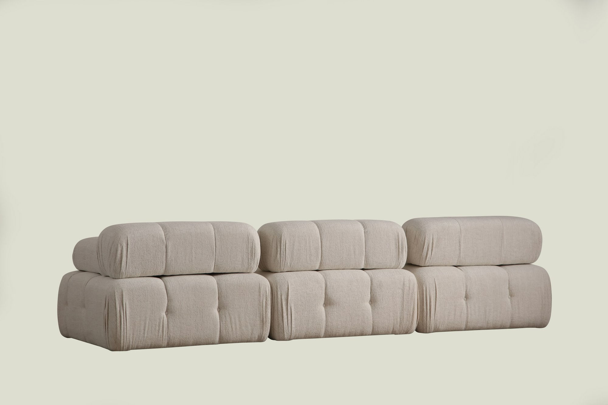 Canapea 3 locuri, Hanah Home, bouclé poliester, crem, 300x100x80 cm — imaginea 2