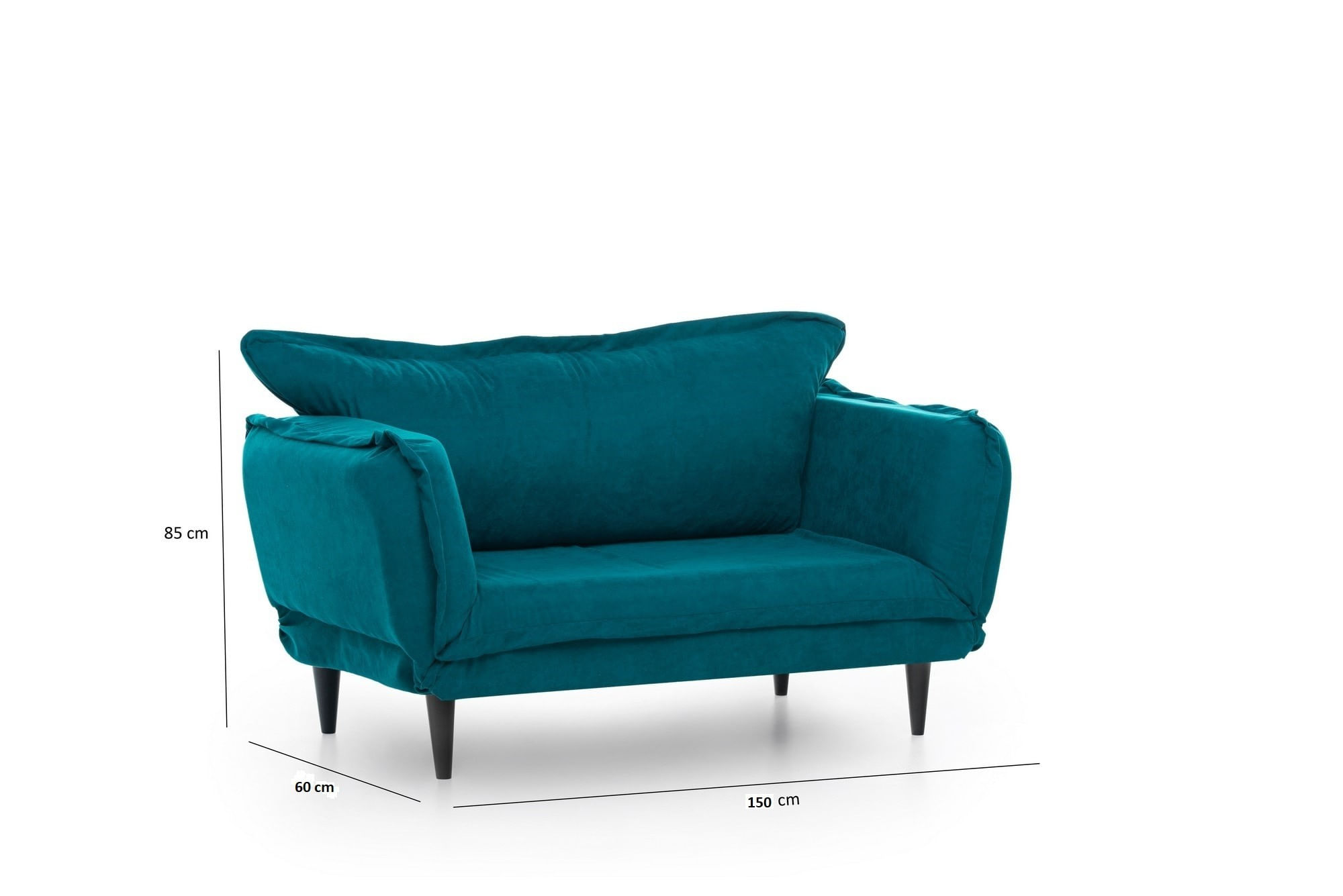 Canapea extensibila, Hanah Home, stofa, verde petrol, 150x85x60 cm — imaginea 4