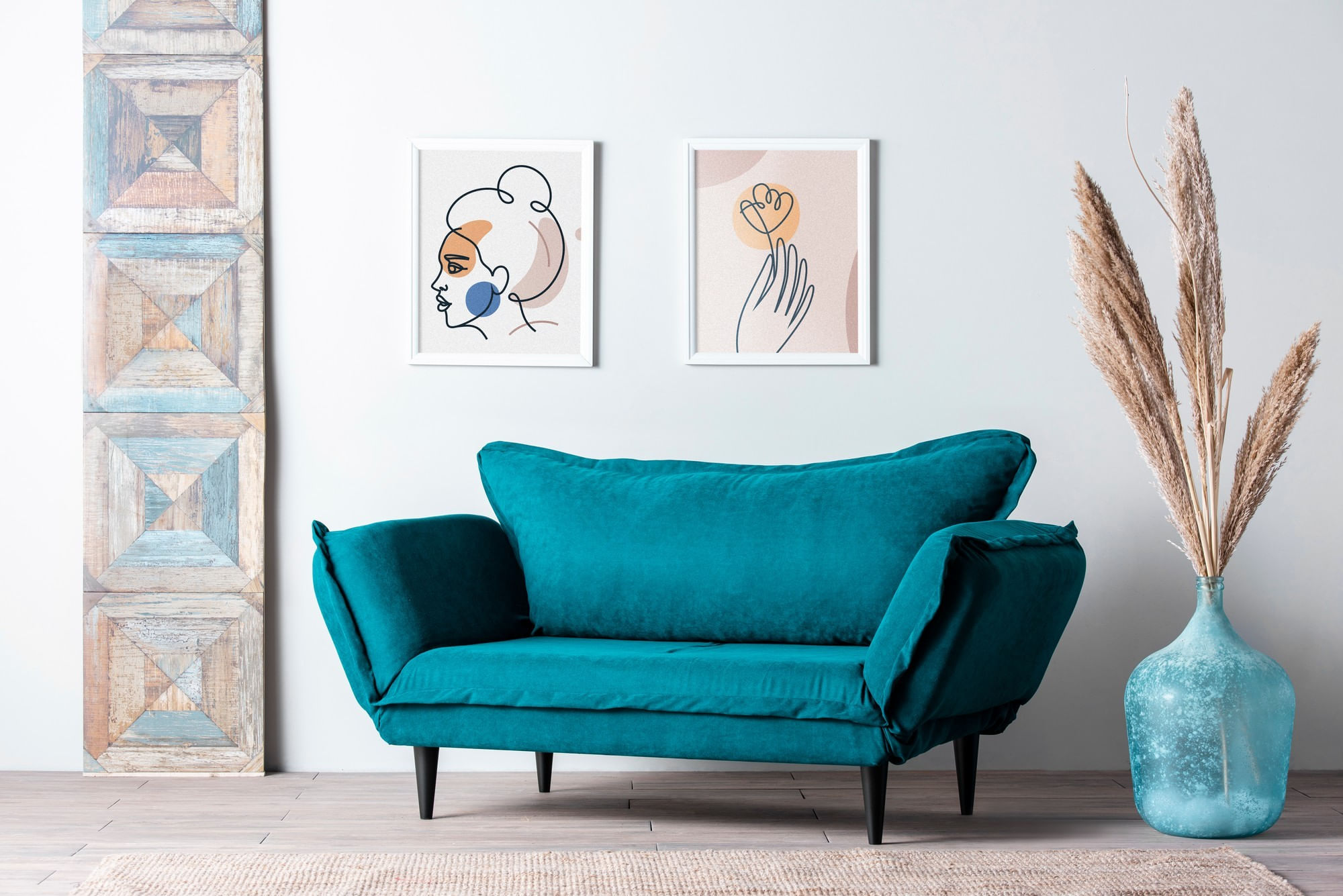 Canapea extensibila, Hanah Home, stofa, verde petrol, 150x85x60 cm — imaginea 6