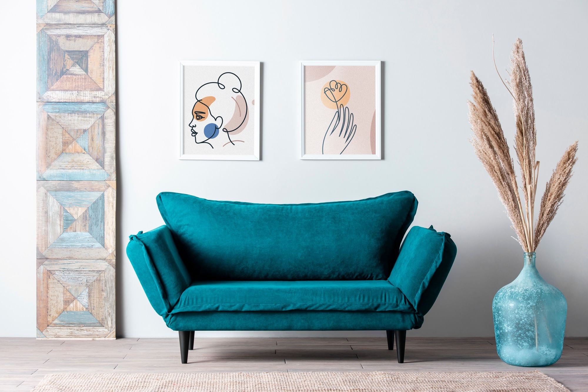 Canapea extensibila, Hanah Home, stofa, verde petrol, 150x85x60 cm — imaginea 14