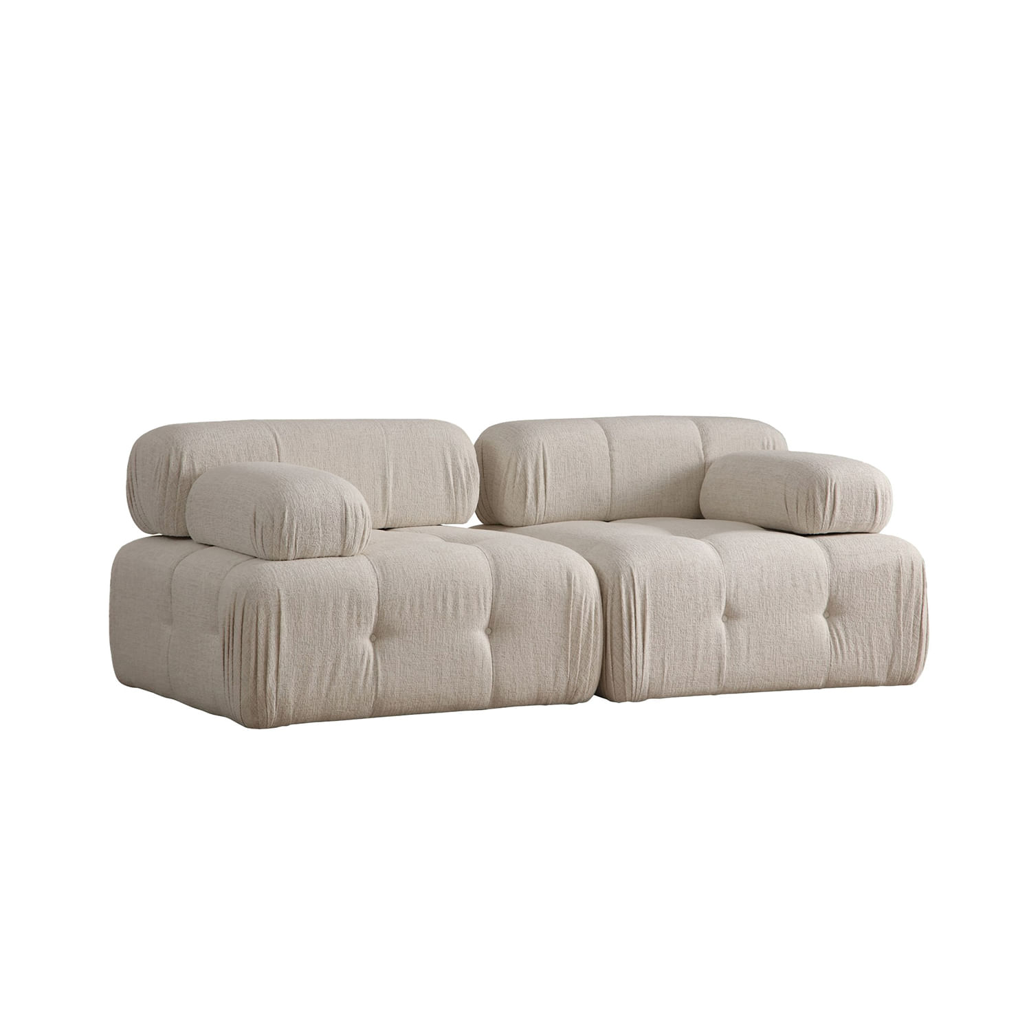 Canapea 2 locuri, Hanah Home, poliester, crem, 200x100x80 cm — imaginea 3