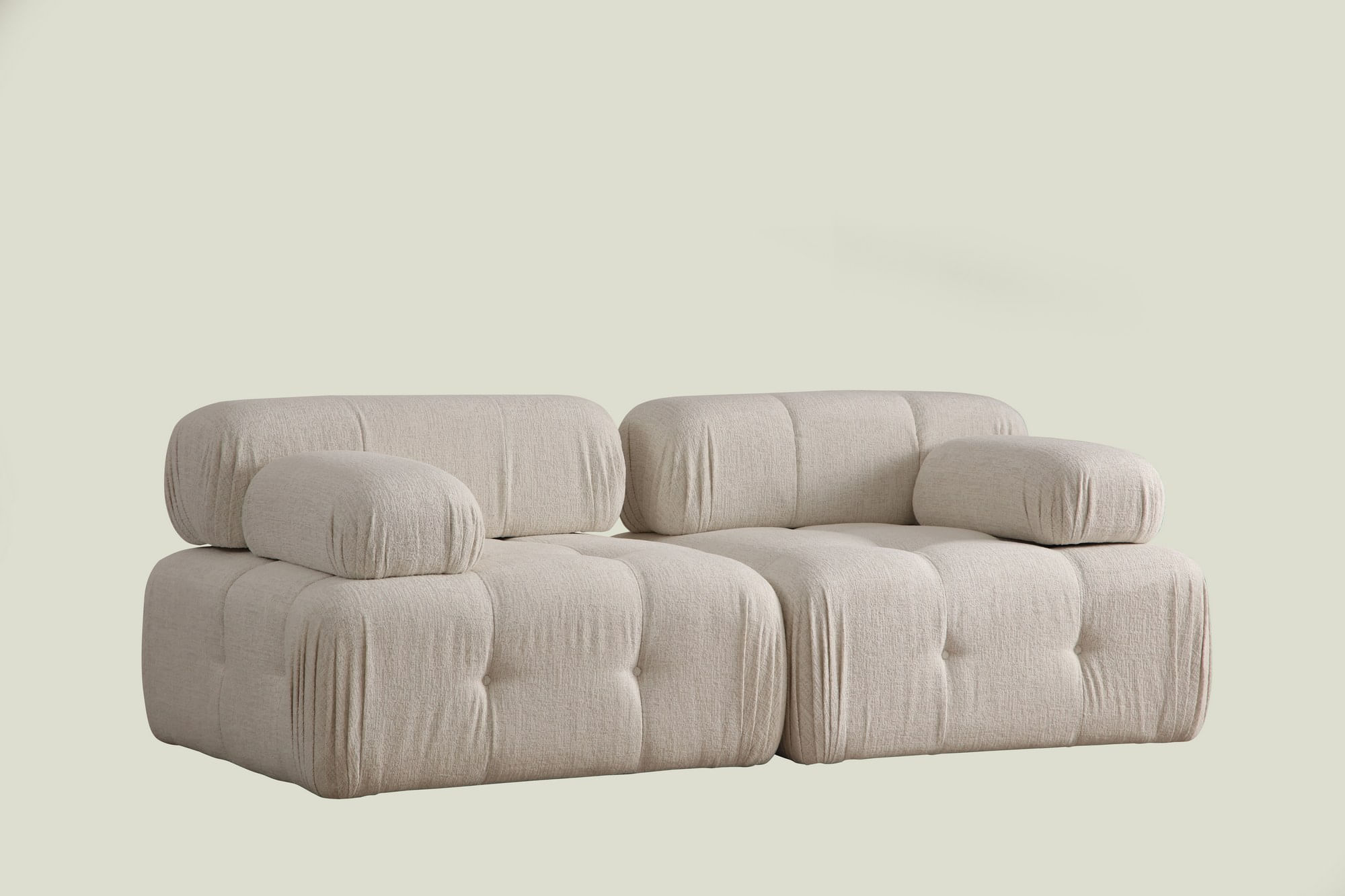 Canapea 2 locuri, Hanah Home, poliester, crem, 200x100x80 cm — imaginea 5