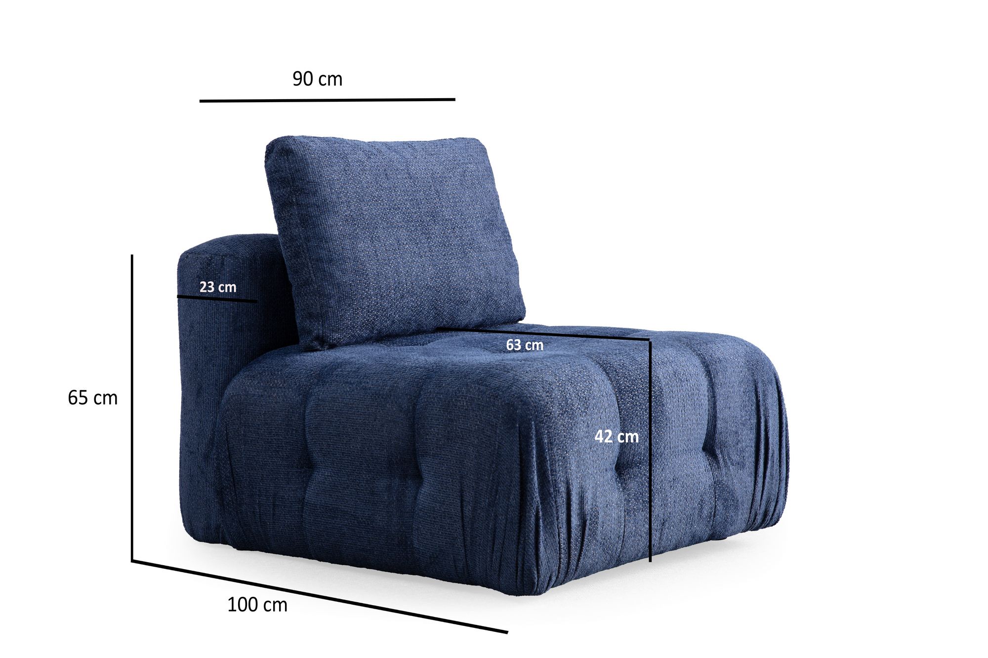 Canapea 3 locuri, Atelier Del Sofa, lemn fag si pal, albastru marin, 290x100x65 cm — imaginea 9