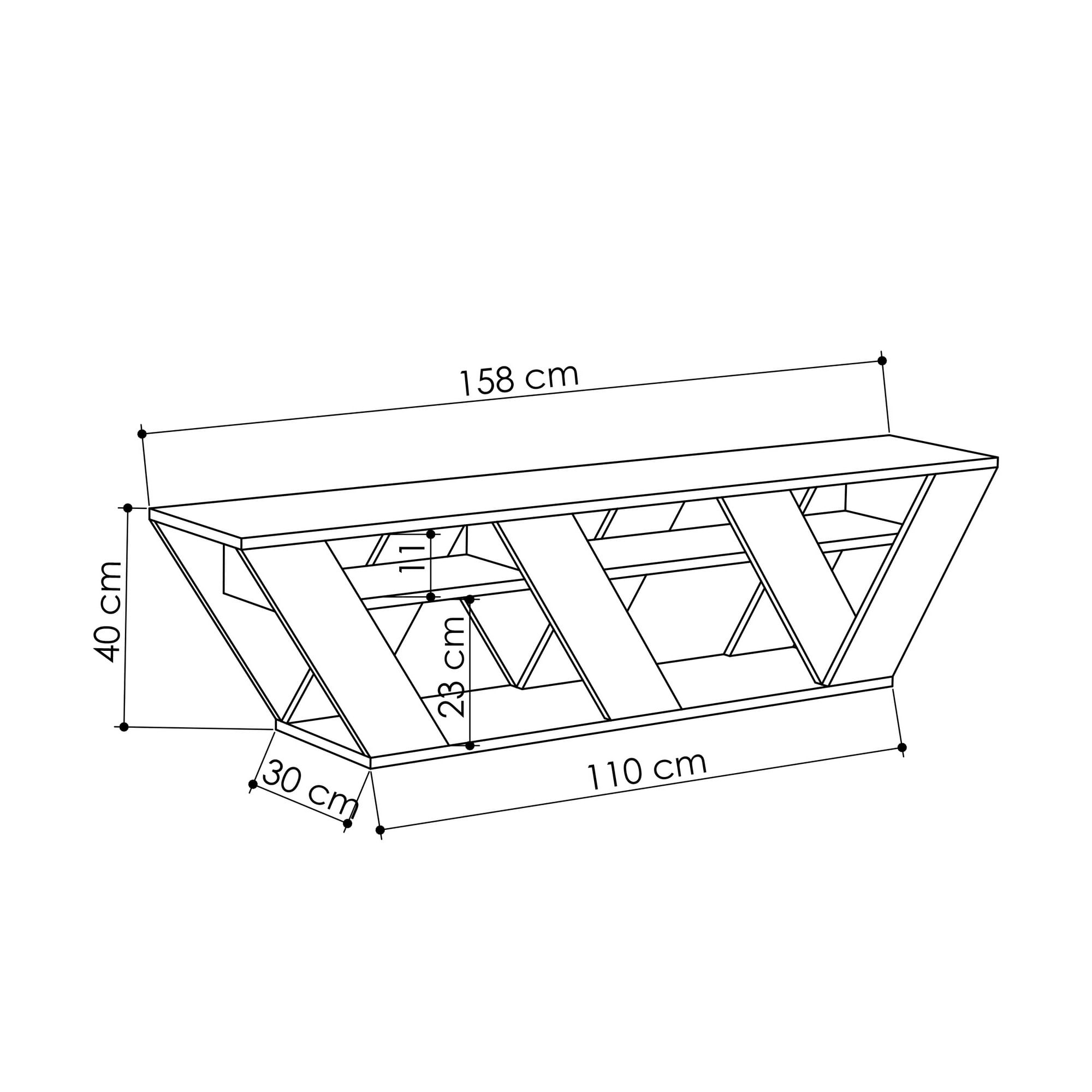 Comoda tv, Hanah Home, pal melaminat, antracit, 158x40x30 cm — imaginea 3