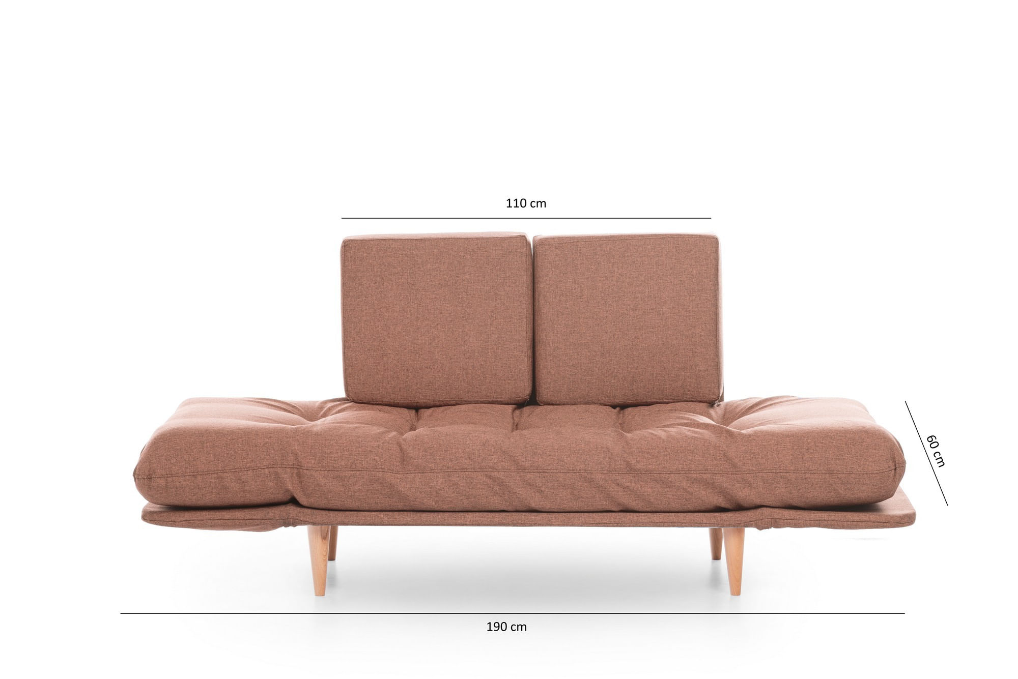 Canapea extensibila, Hanah Home, metal, stofa in, maro deschis, 200x70 cm — imaginea 2