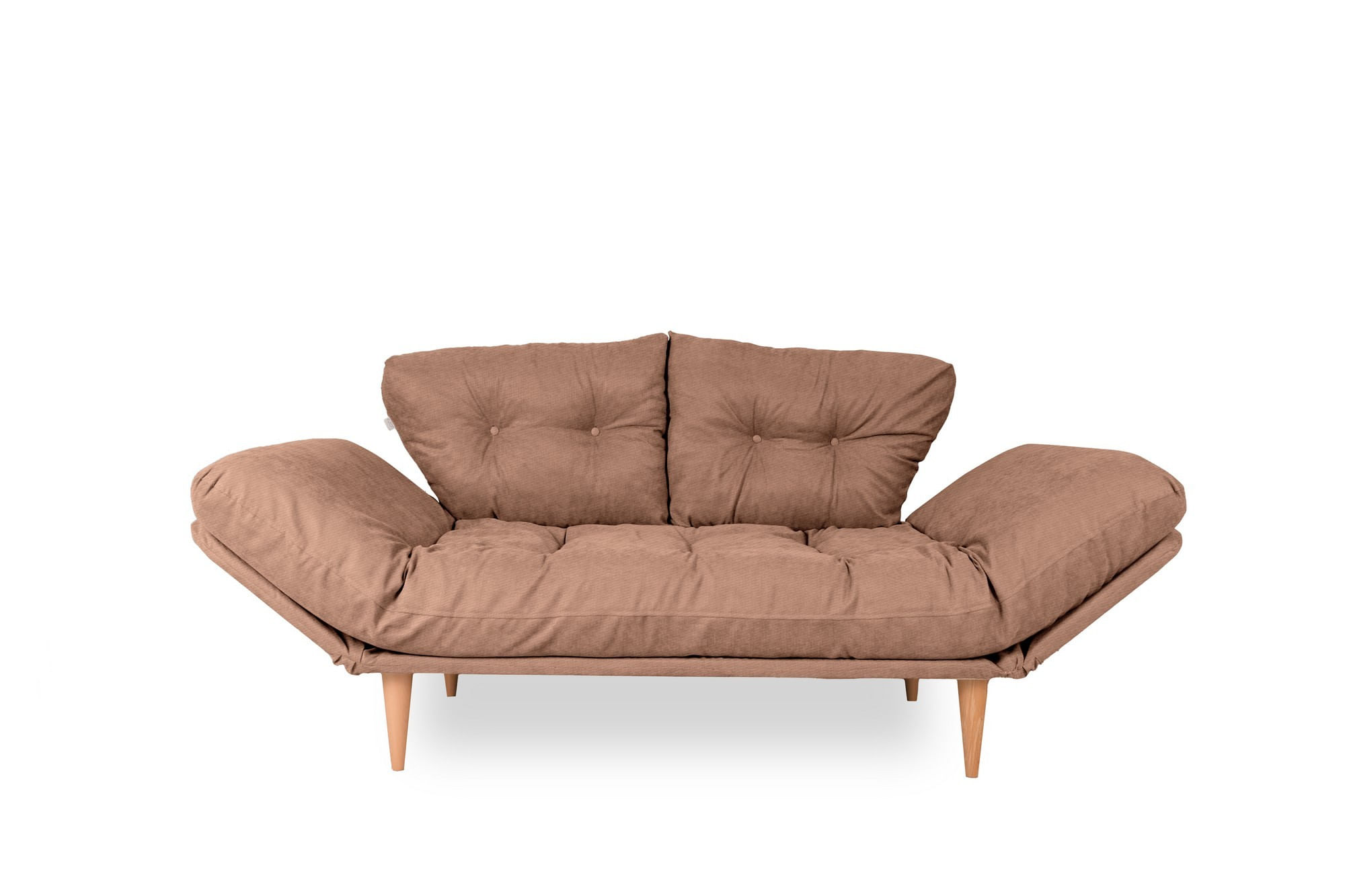 Canapea extensibila, Hanah Home, metal, stofa in, maro deschis, 200x70 cm — imaginea 4