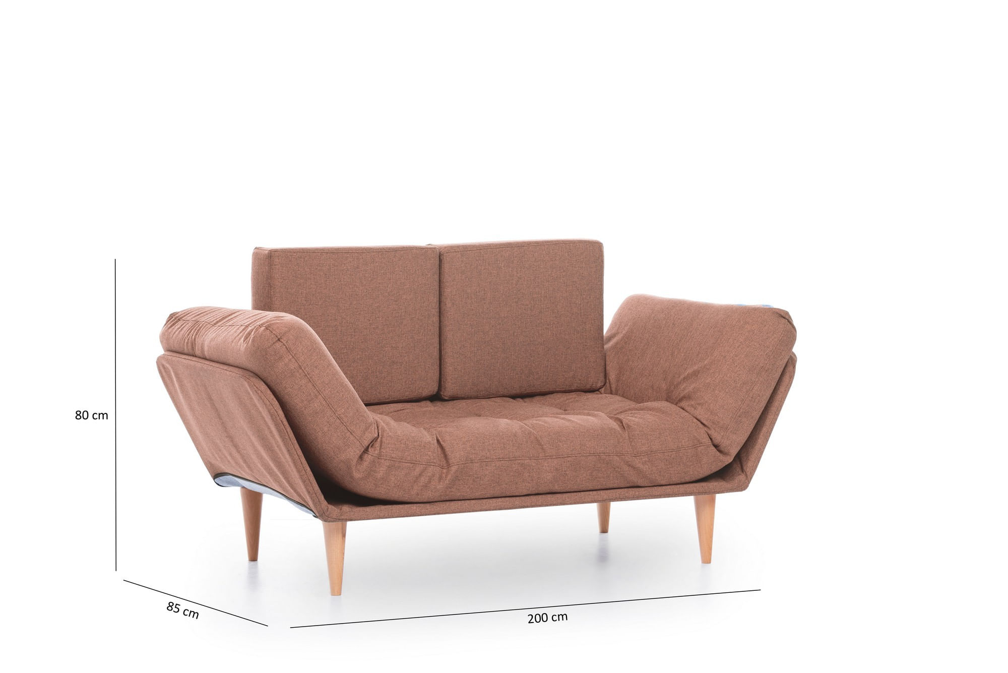 Canapea extensibila, Hanah Home, metal, stofa in, maro deschis, 200x70 cm — imaginea 7