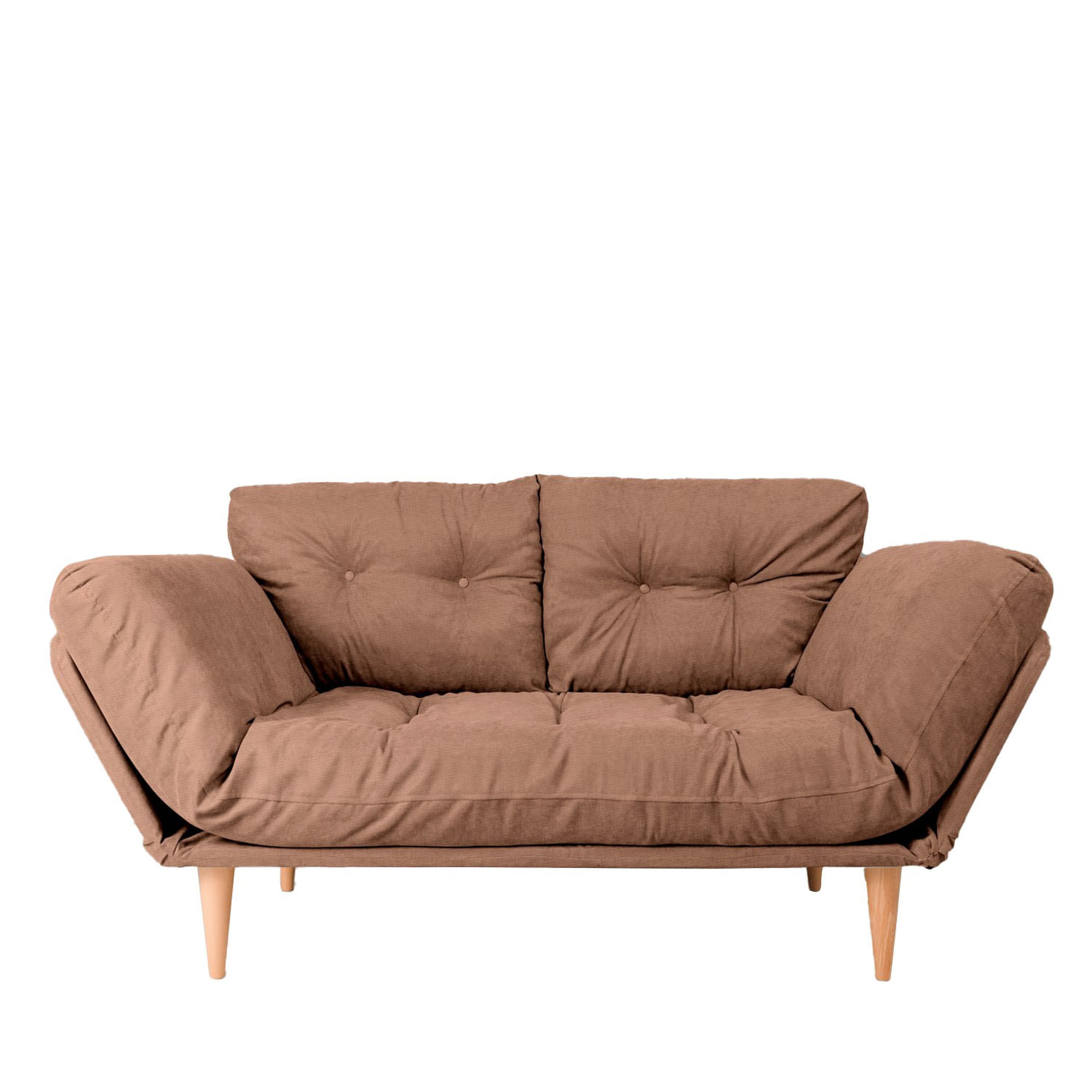 Canapea extensibila, Hanah Home, metal, stofa in, maro deschis, 200x70 cm — imaginea 9