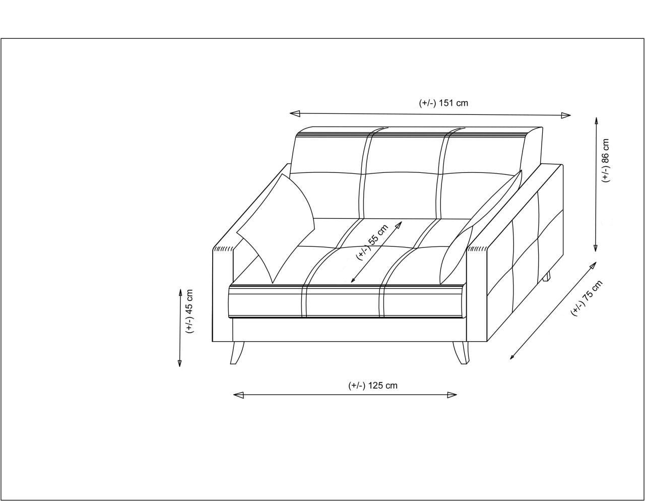 Canapea extensibila, Atelier Del Sofa, cadru metal lemn, gri inchis, 151x86x75 cm — imaginea 7