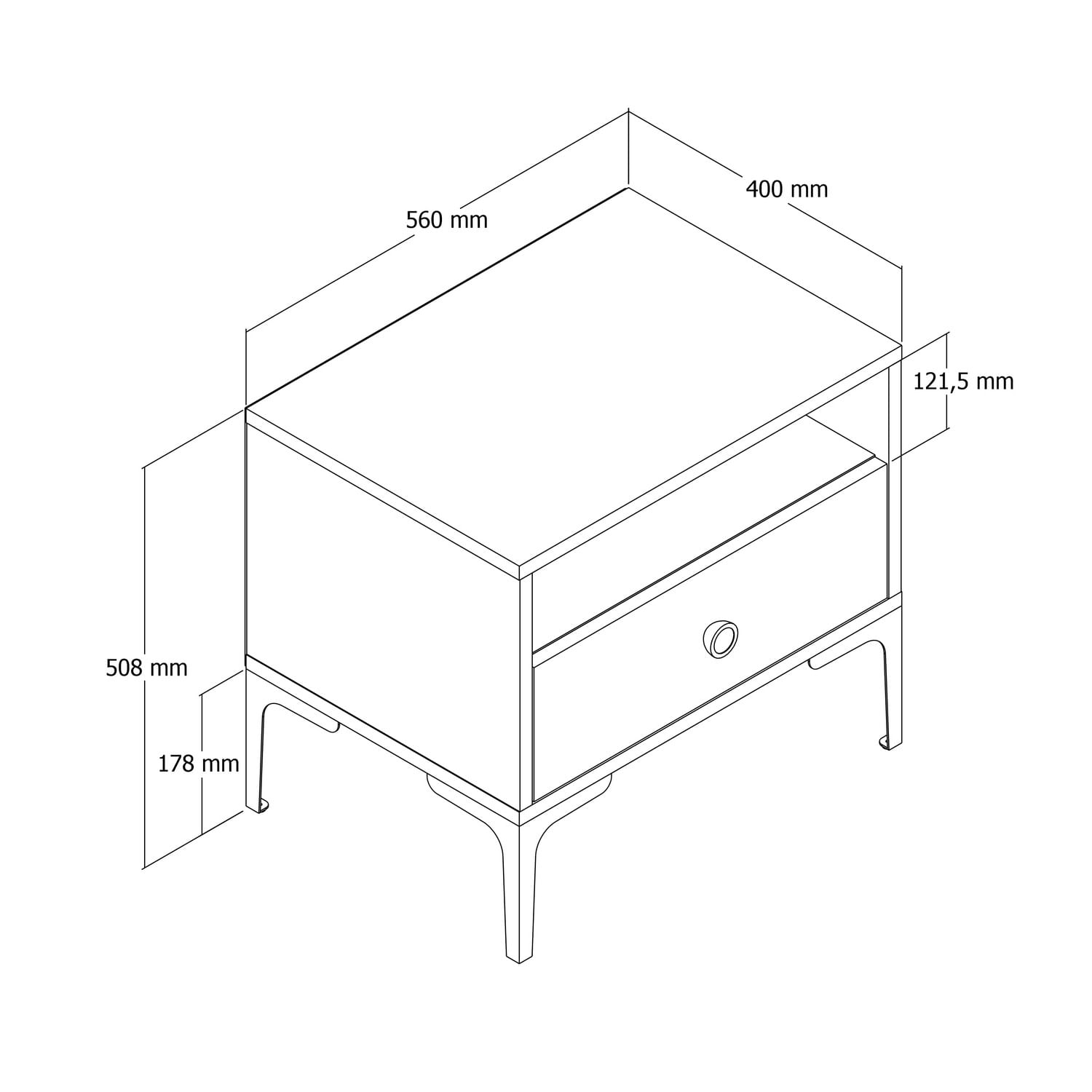 Noptiera, Hanah Home, pal melaminat, nuc si alb, 56x40x50.8 cm, 845HCT2502 — imaginea 3