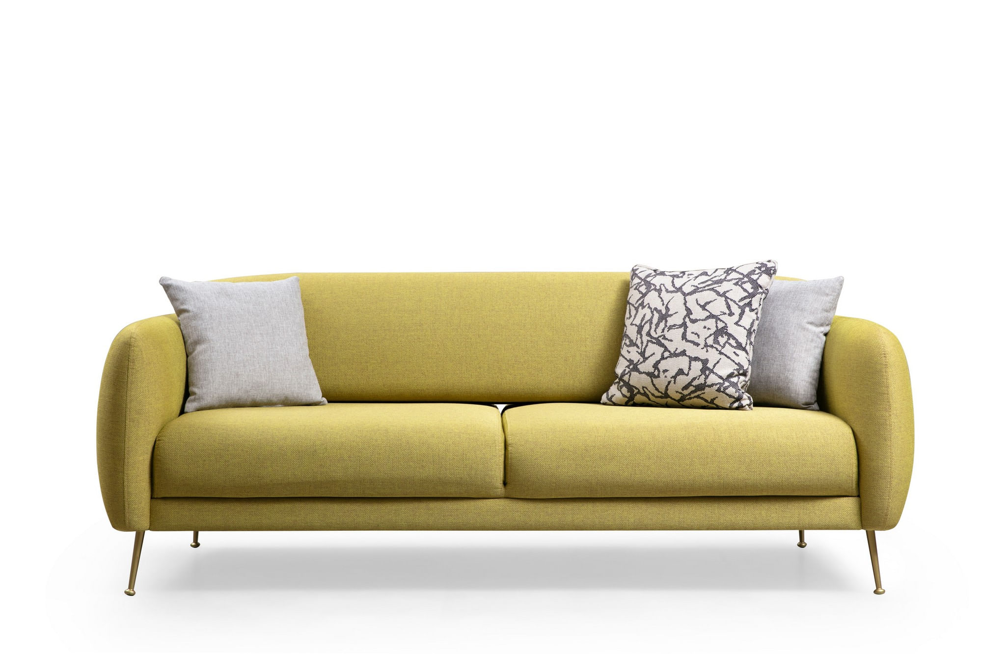 Canapea extensibila 3 locuri, Hanah Home, lemn fag şi PAL, galben, 214x98x85 cm — imaginea 2