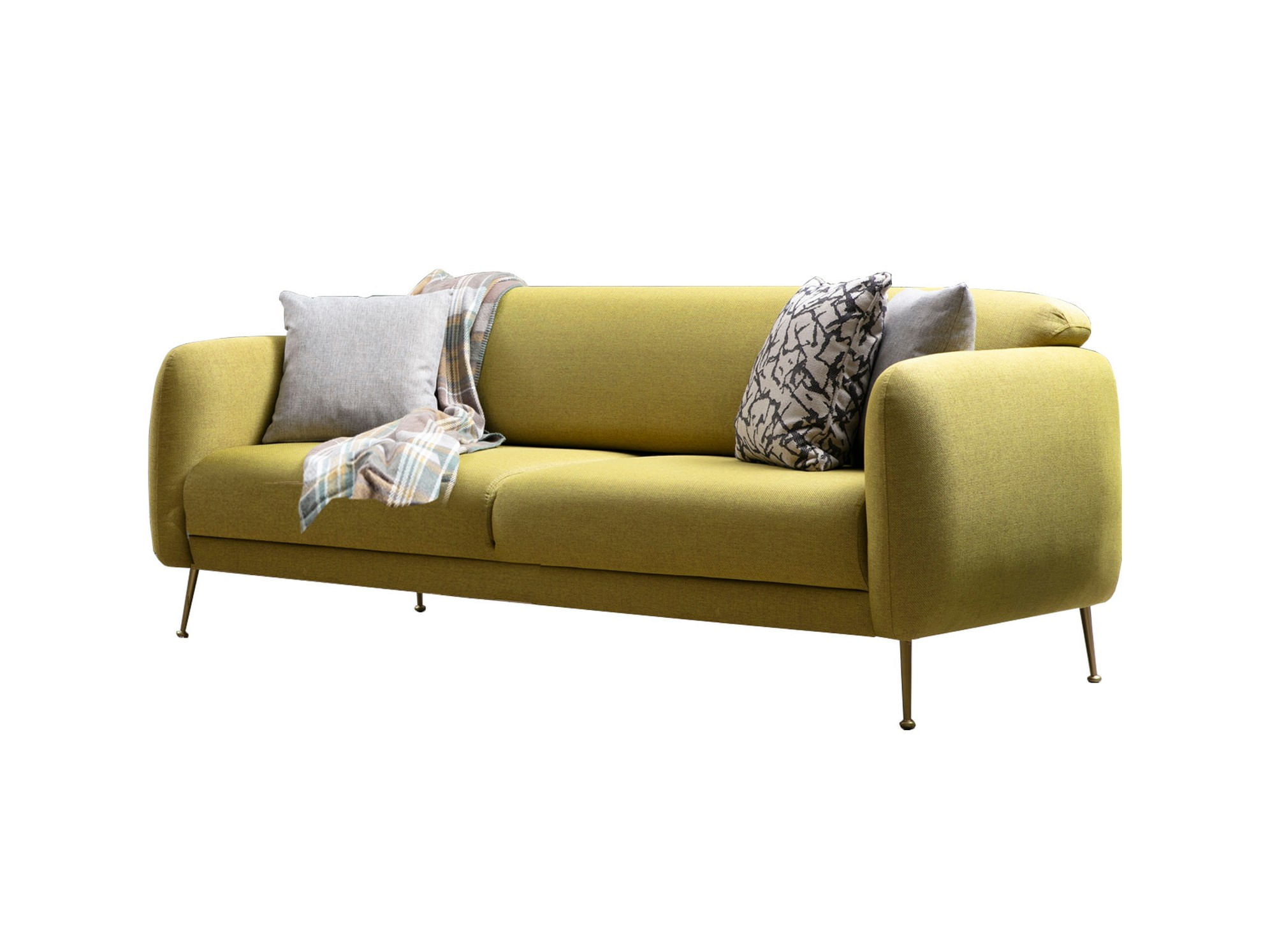Canapea extensibila 3 locuri, Hanah Home, lemn fag şi PAL, galben, 214x98x85 cm — imaginea 3
