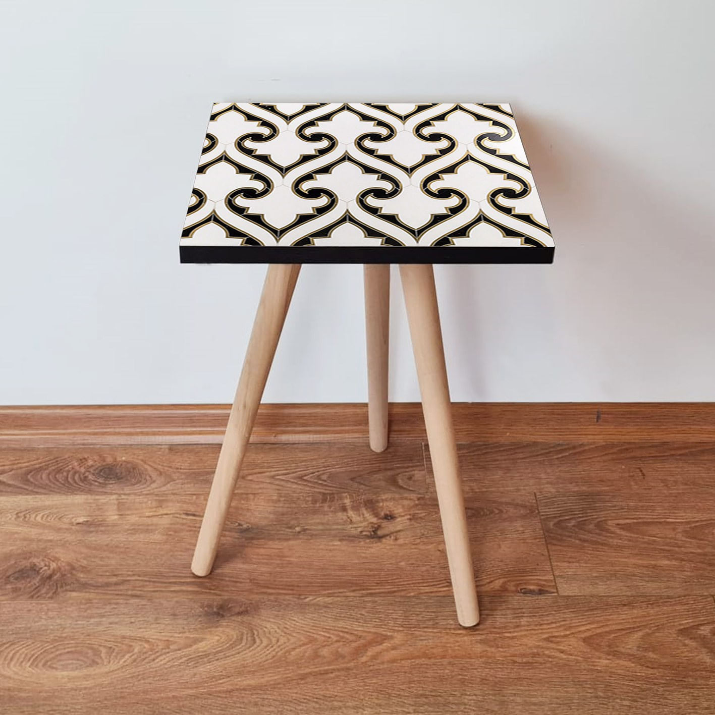 Masuta laterala, Hanah Home, mdf, negru alb auriu, 35x35x42 cm, 481LNA1719