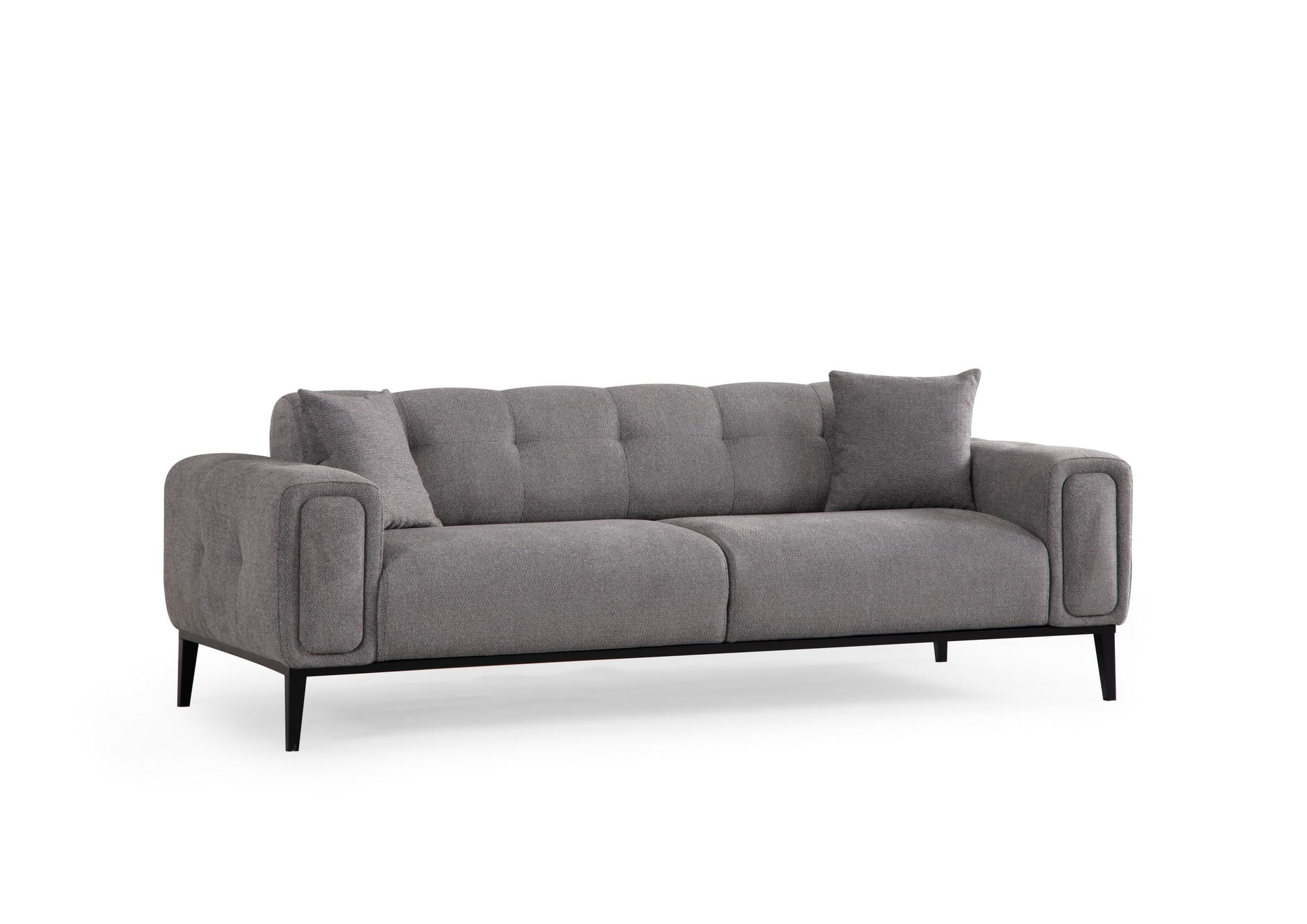 Canapea extensibila 3 locuri, Hanah Home, lemn de fag, gri deschis, 225x92x76 cm — imaginea 4