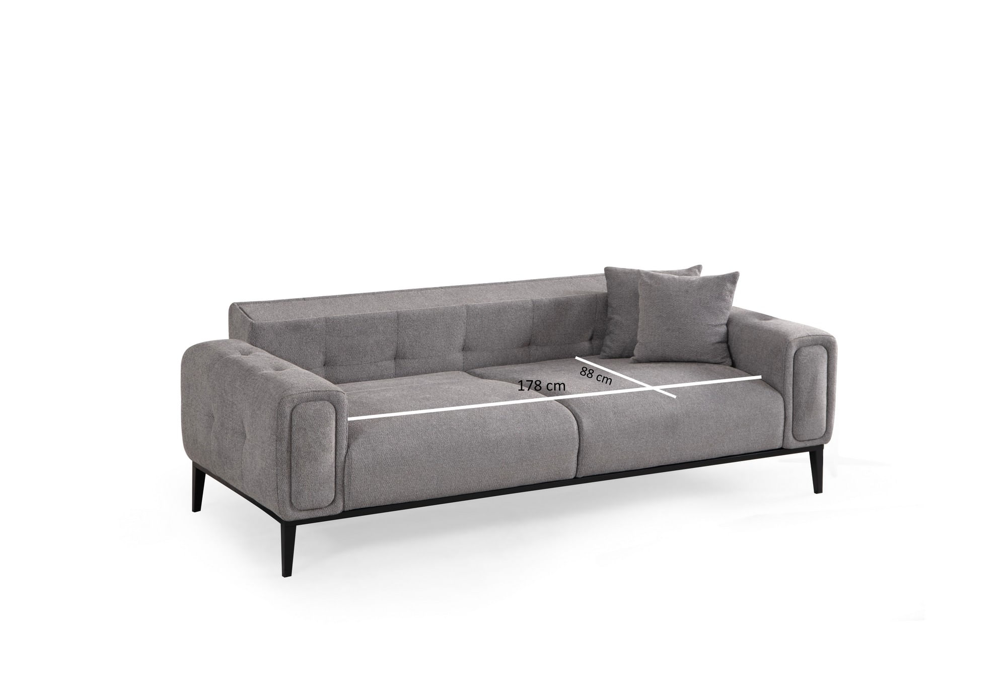 Canapea extensibila 3 locuri, Hanah Home, lemn de fag, gri deschis, 225x92x76 cm — imaginea 8