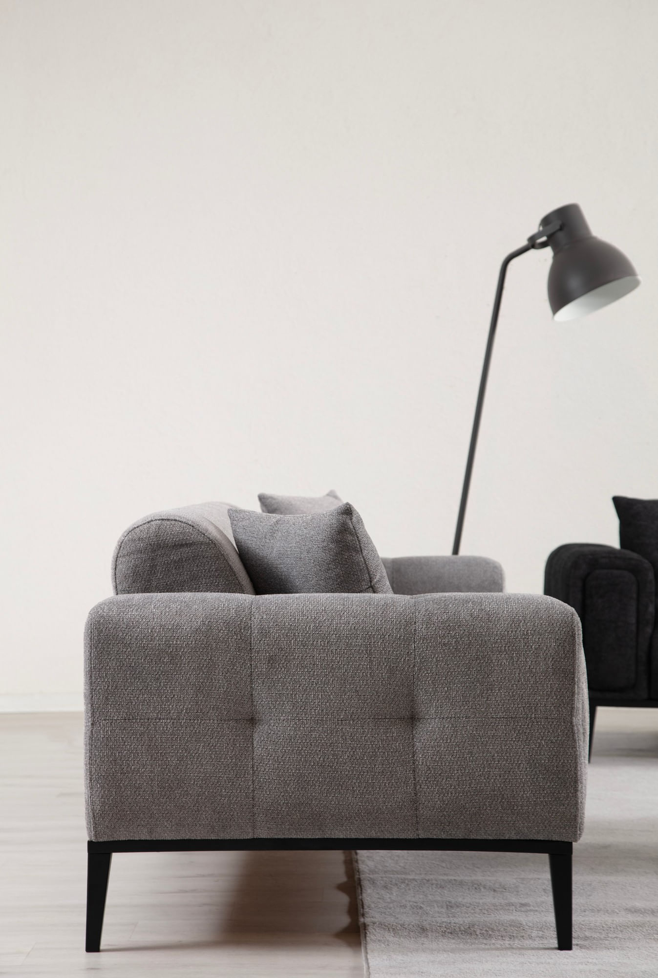 Canapea extensibila 3 locuri, Hanah Home, lemn de fag, gri deschis, 225x92x76 cm — imaginea 11