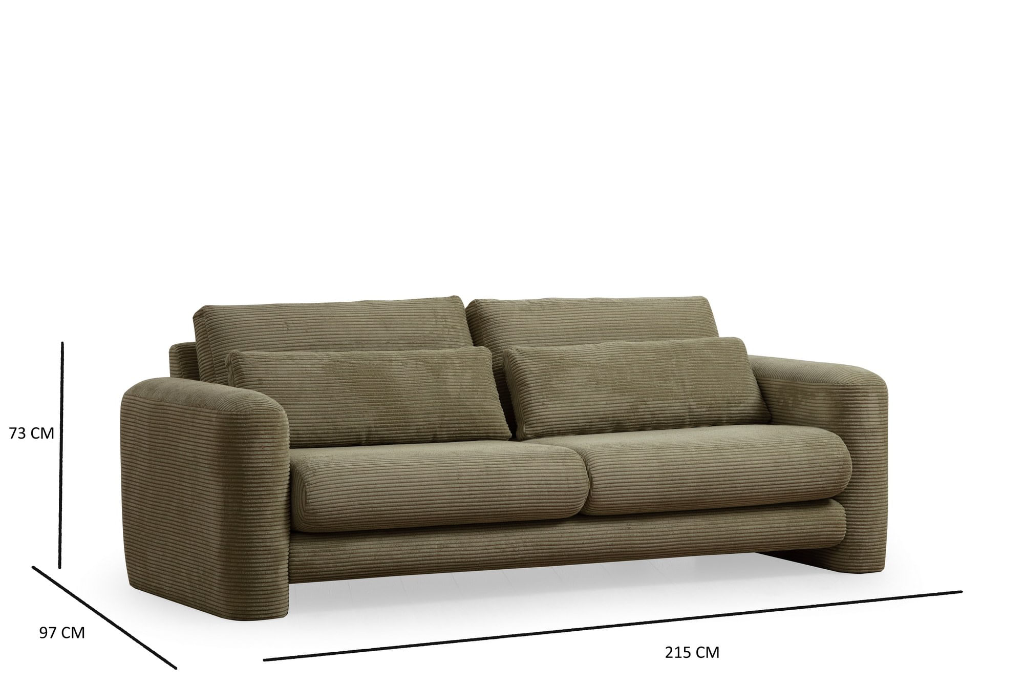 Canapea 3 locuri, Hanah Home, lemn fag si pal, verde, 215x97x73 cm — imaginea 4