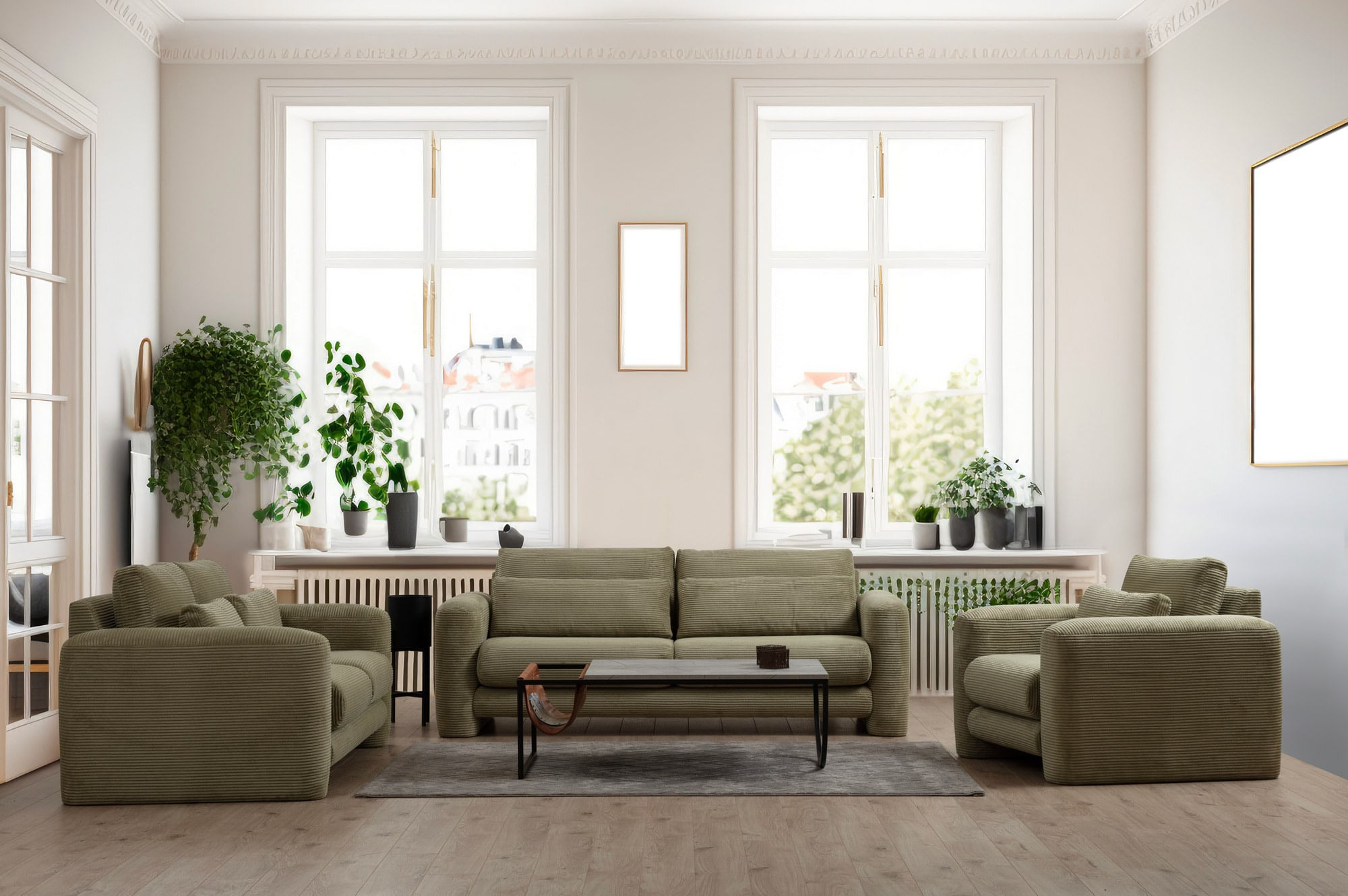 Canapea 3 locuri, Hanah Home, lemn fag si pal, verde, 215x97x73 cm — imaginea 5