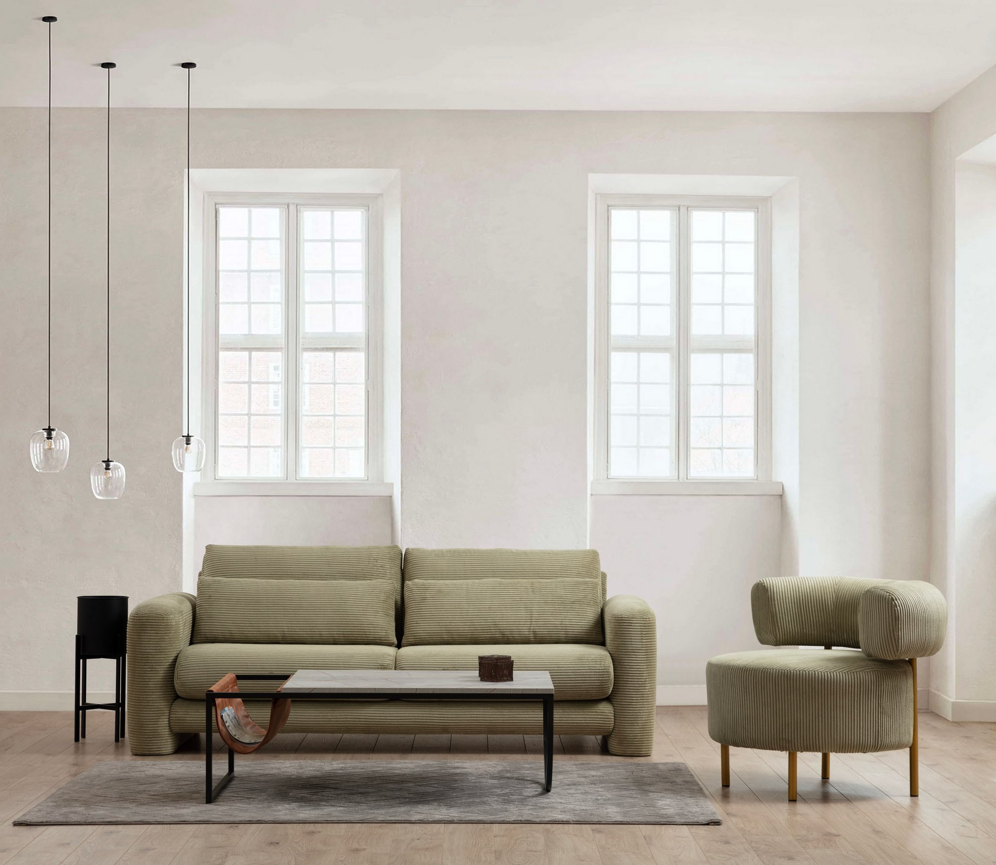 Canapea 3 locuri, Hanah Home, lemn fag si pal, verde, 215x97x73 cm — imaginea 7