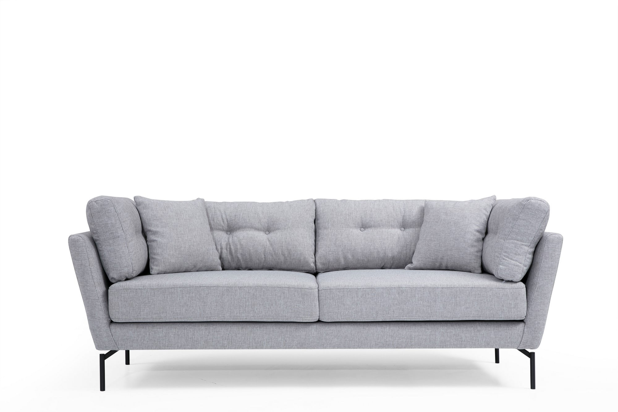 Canapea 3 locuri, Hanah Home, cadru lemn fag si pal, gri, 214x90x84 cm