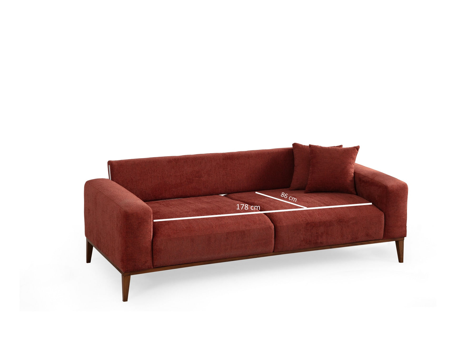Canapea extensibila 3 locuri, Hanah Home, lemn fag si panouri aglomerate, rosu tigla, 225x92x75 cm — imaginea 3