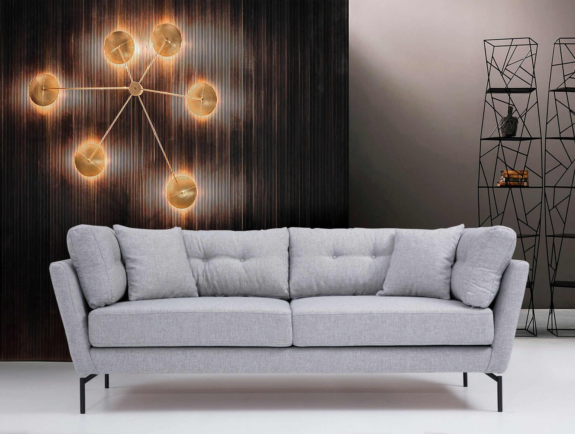 Canapea 3 locuri, Hanah Home, cadru lemn fag si pal, gri, 214x90x84 cm — imaginea 8