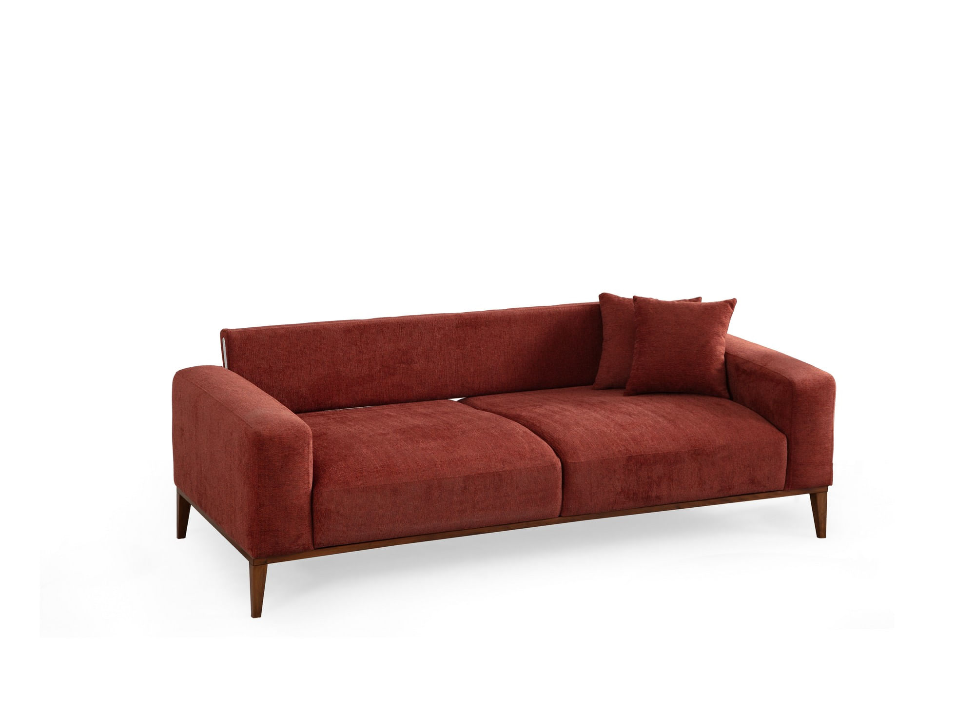 Canapea extensibila 3 locuri, Hanah Home, lemn fag si panouri aglomerate, rosu tigla, 225x92x75 cm — imaginea 7