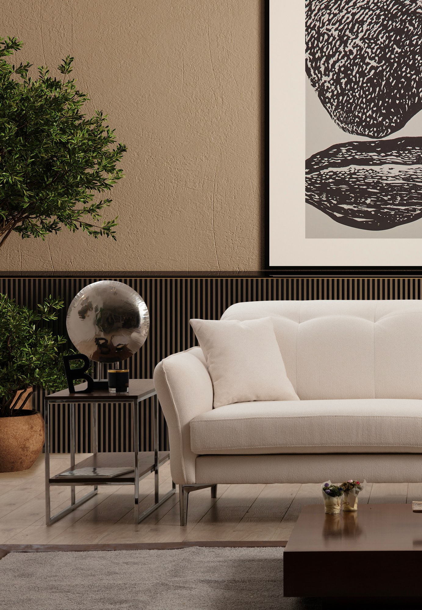 Canapea 3 locuri, Hanah Home, lemn fag si pal, alb, 230x100x96 cm — imaginea 2