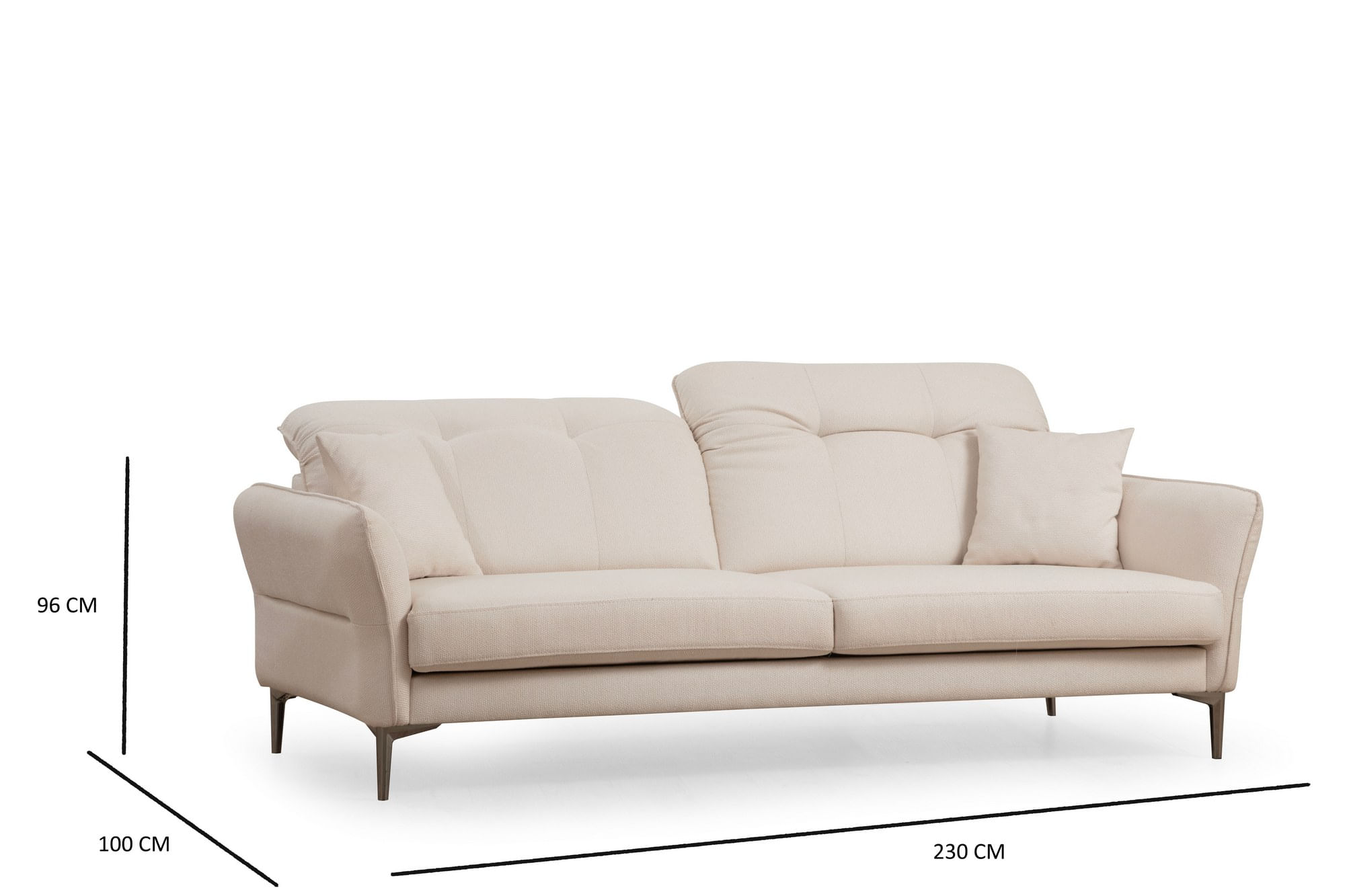 Canapea 3 locuri, Hanah Home, lemn fag si pal, alb, 230x100x96 cm — imaginea 3
