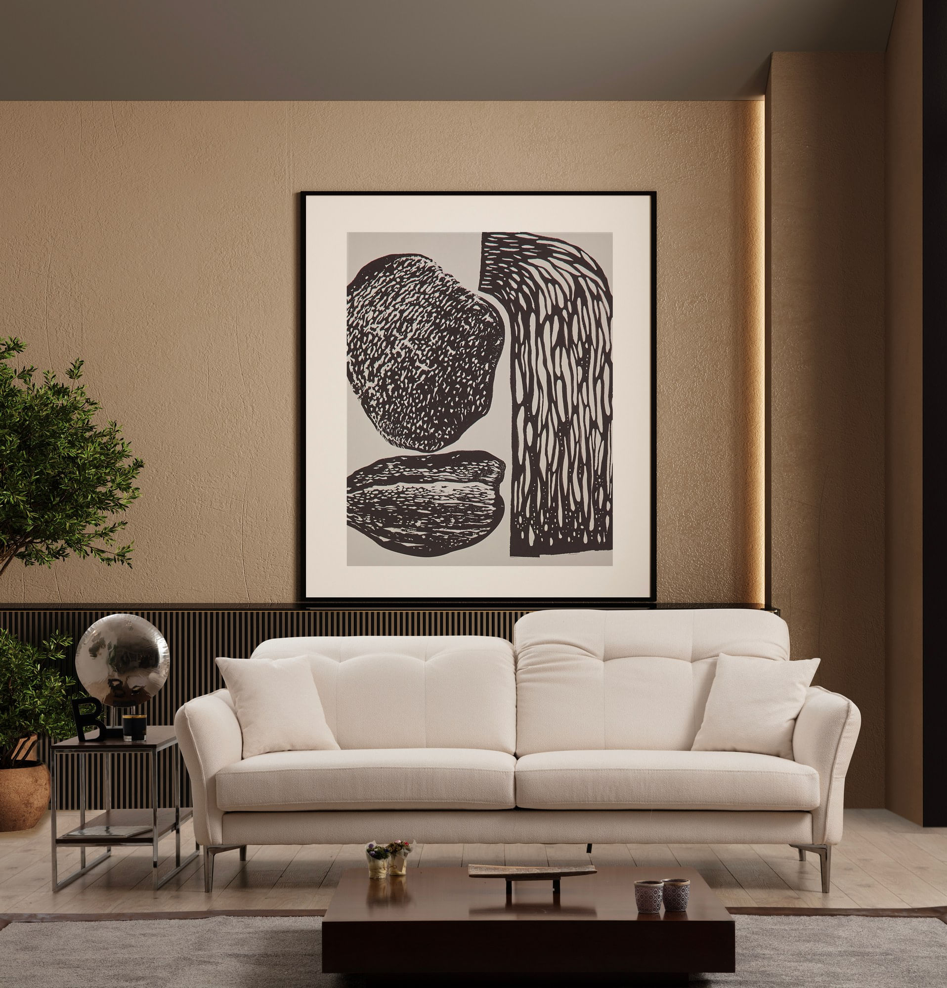 Canapea 3 locuri, Hanah Home, lemn fag si pal, alb, 230x100x96 cm — imaginea 7