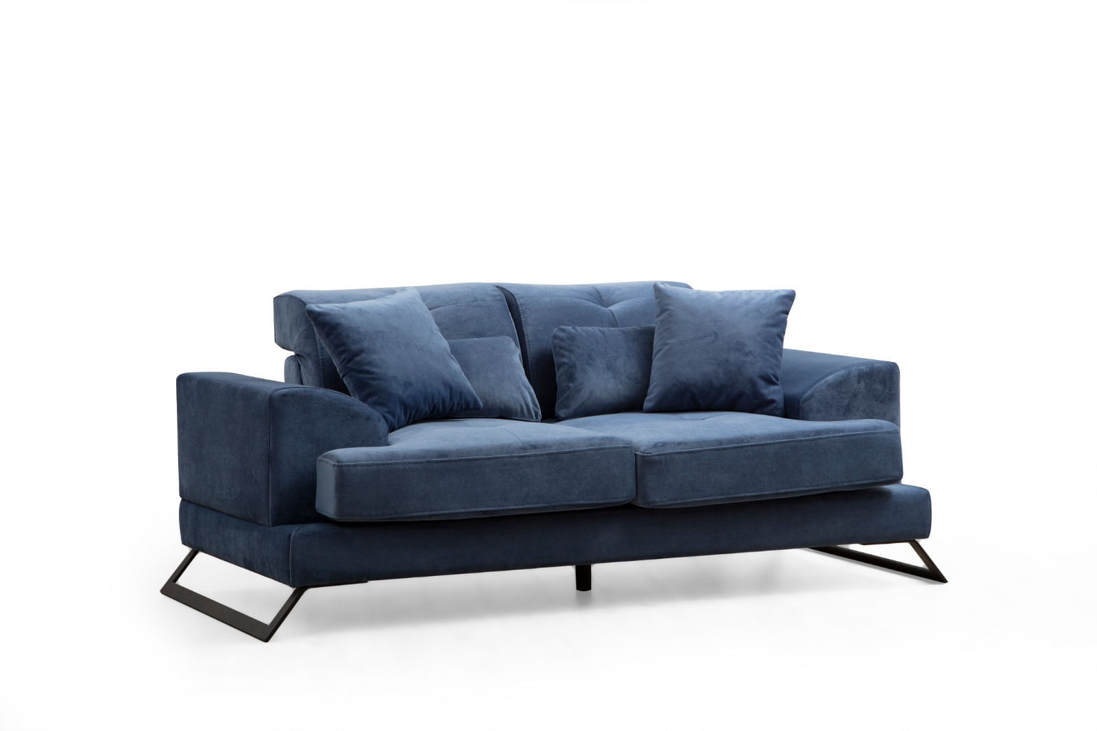 Canapea 2 locuri, Hanah Home, lemn fag si pal, albastru marin, 185x100x92 cm — imaginea 7