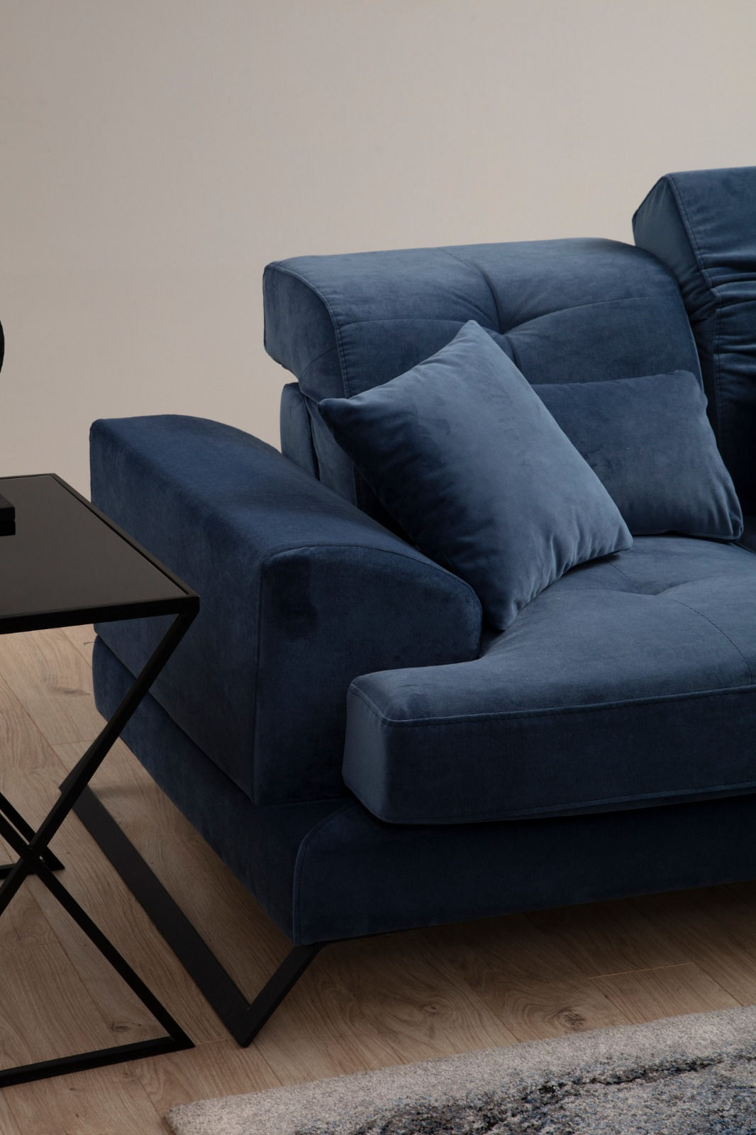 Canapea 2 locuri, Hanah Home, lemn fag si pal, albastru marin, 185x100x92 cm — imaginea 8