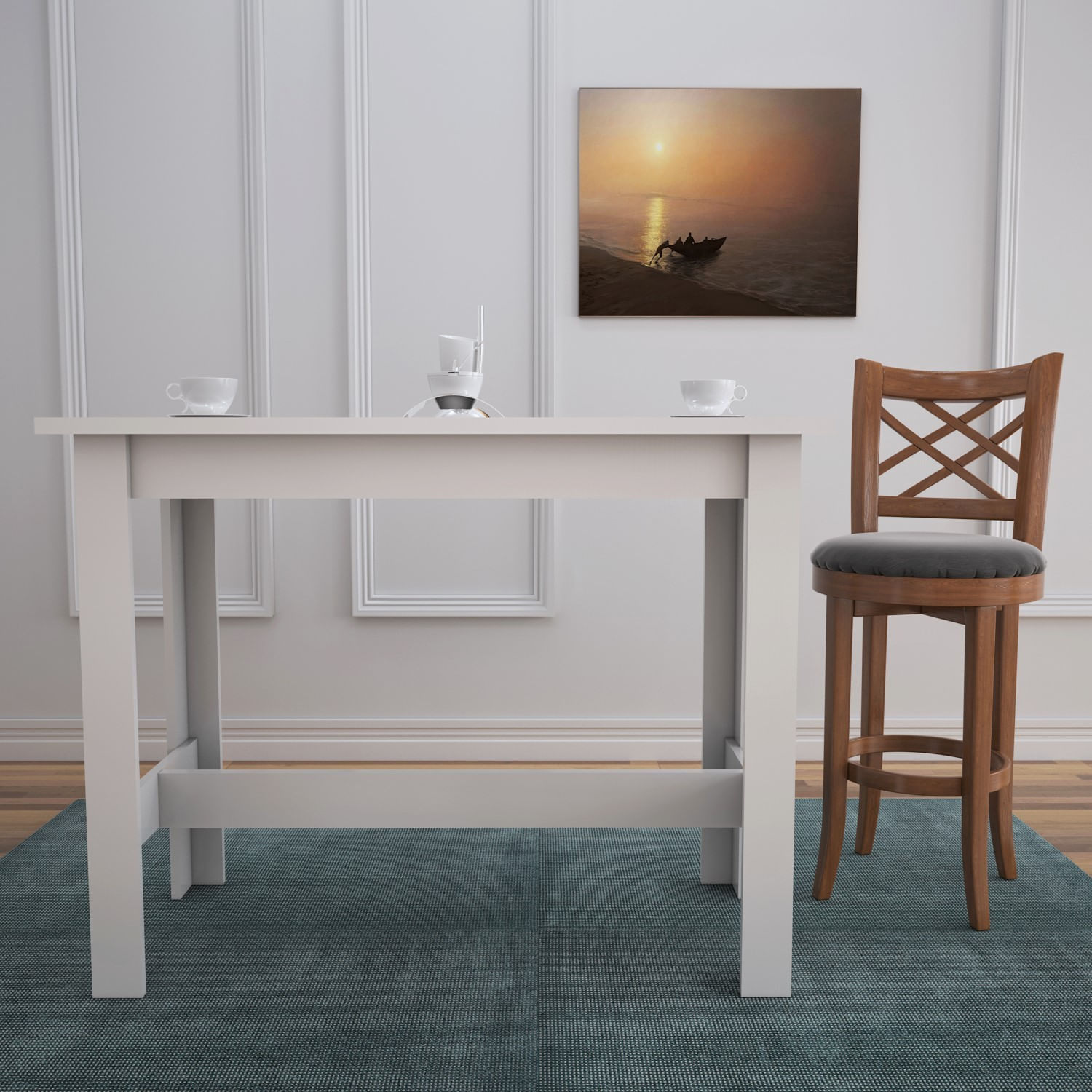 Masa de dining, Hanah Home, pal melaminat, alb, 120x93x60 cm — imaginea 2