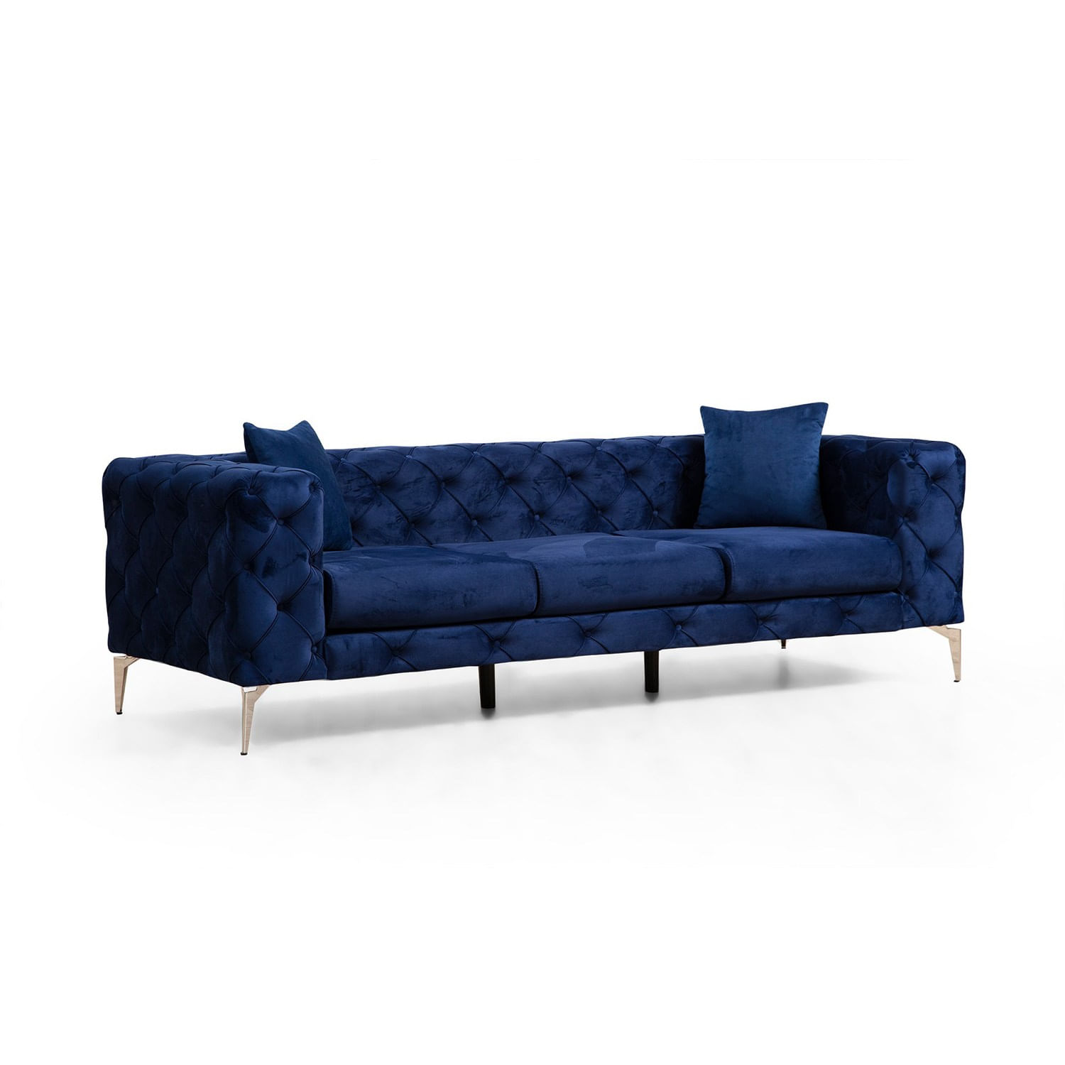 Canapea 3 locuri, Hanah Home, lemn fag si pal, albastru marin, 237x90x70 cm — imaginea 2