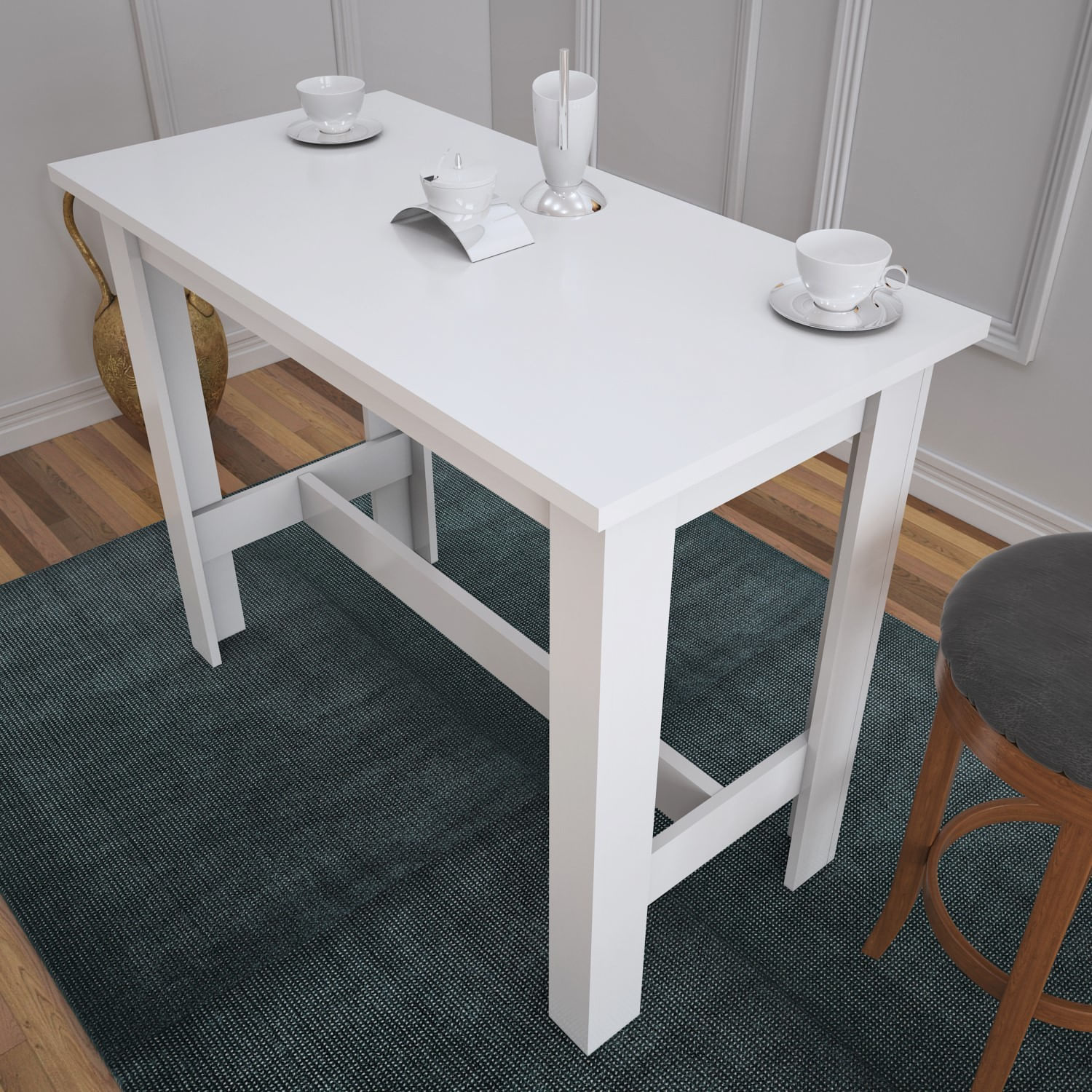 Masa de dining, Hanah Home, pal melaminat, alb, 120x93x60 cm — imaginea 5