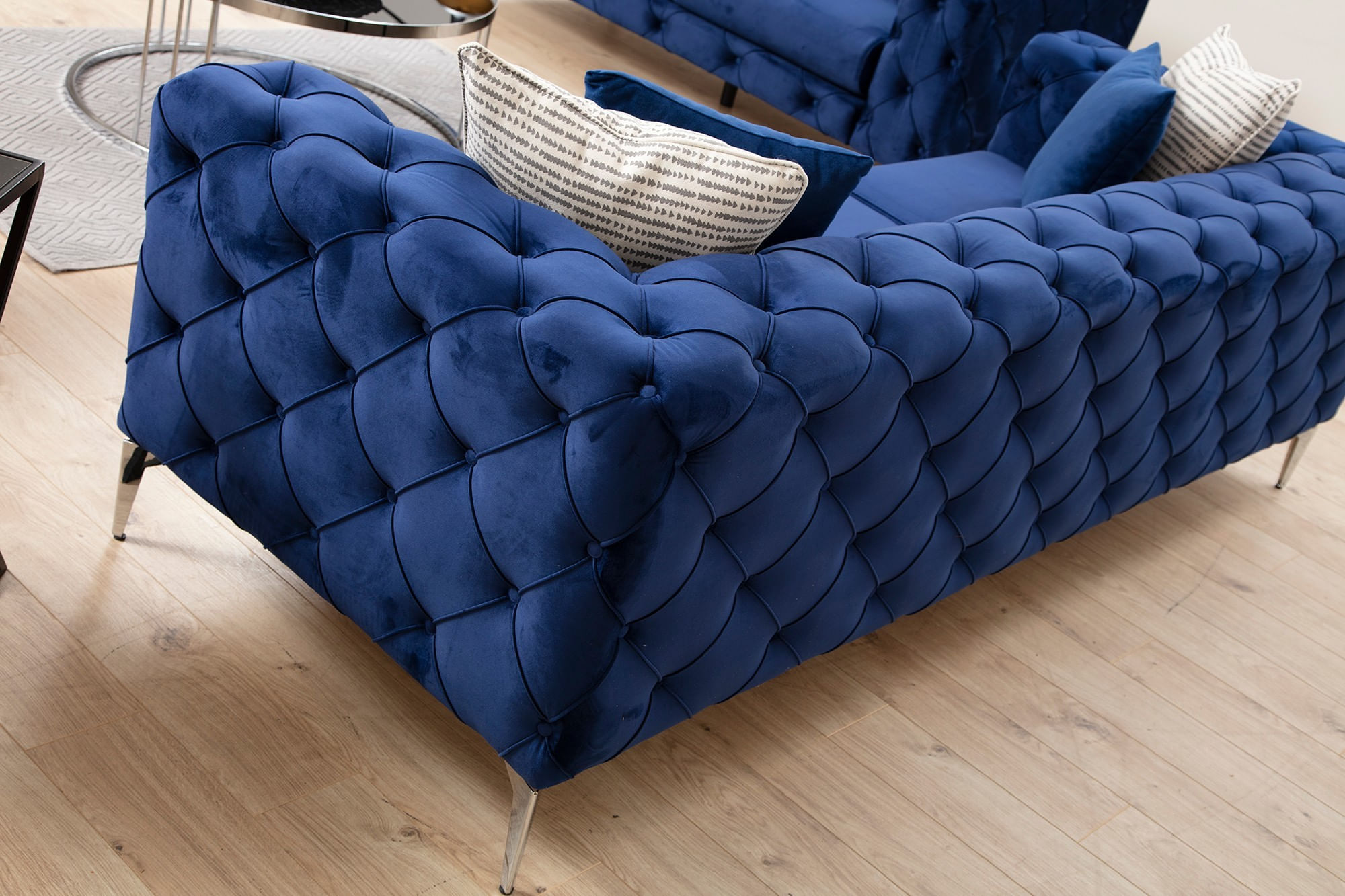 Canapea 3 locuri, Hanah Home, lemn fag si pal, albastru marin, 237x90x70 cm — imaginea 10