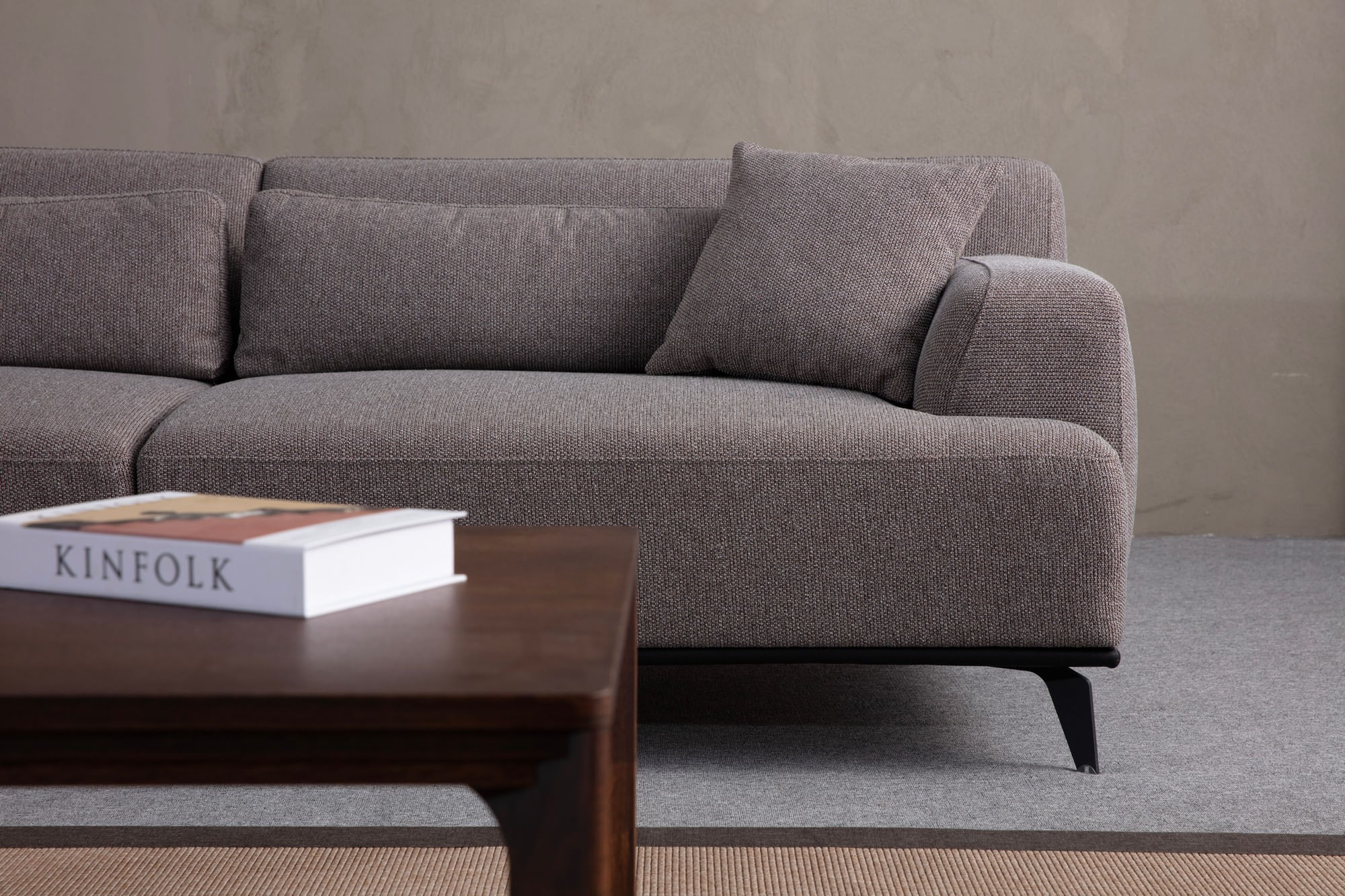 Canapea 2 locuri, Atelier Del Sofa, lemn fag si pal, maro si gri, 200x100x75 cm — imaginea 3