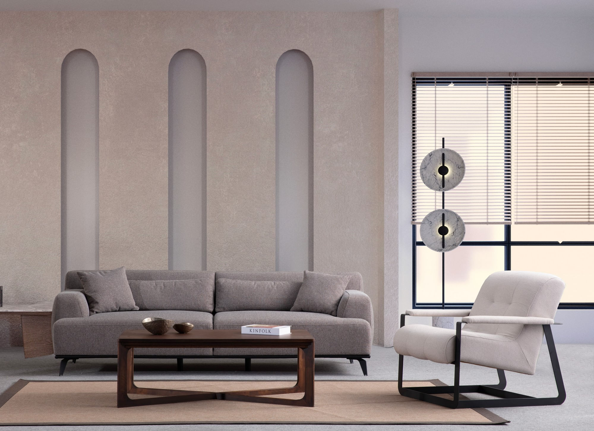 Canapea 2 locuri, Atelier Del Sofa, lemn fag si pal, maro si gri, 200x100x75 cm — imaginea 6