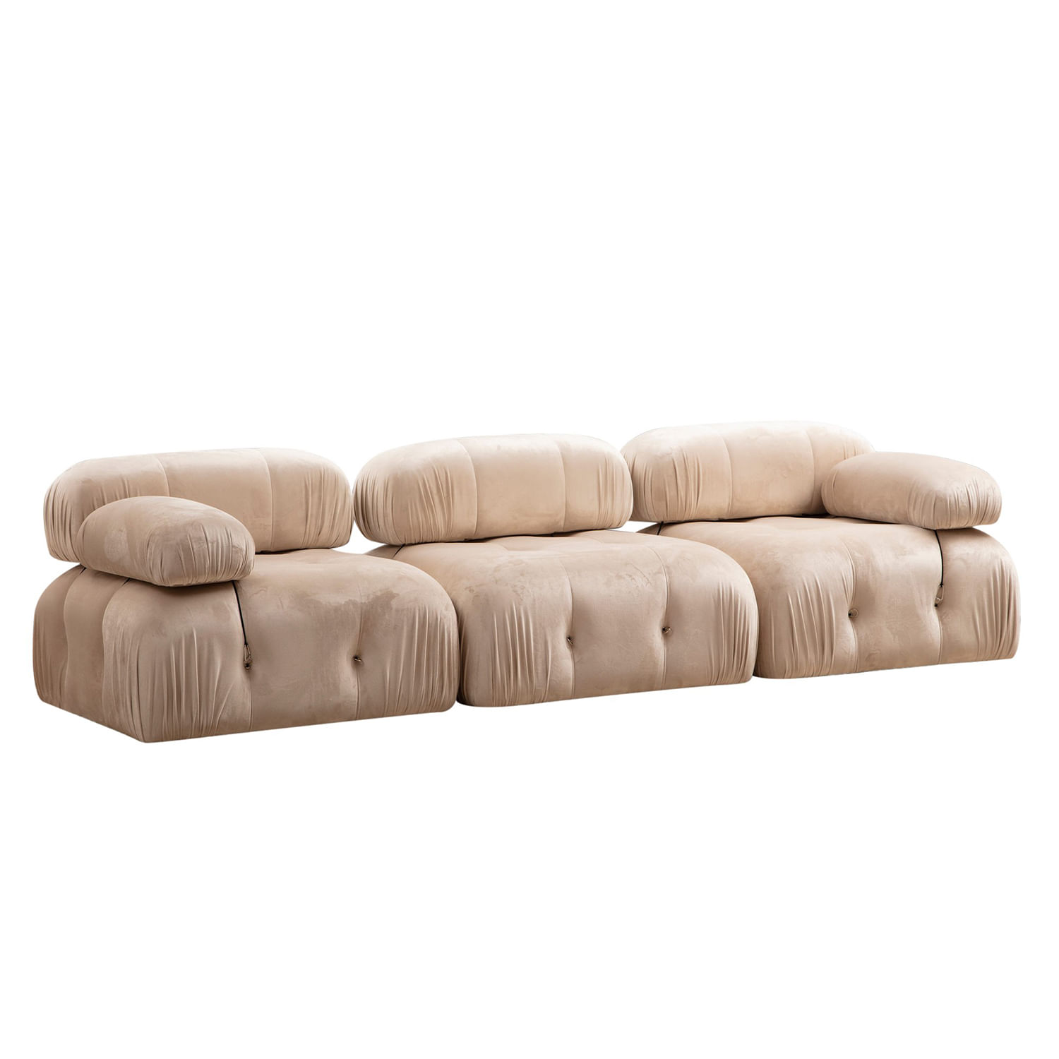 Canapea 3 locuri, Hanah Home, catifea, crem, 288x95x75 cm — imaginea 4