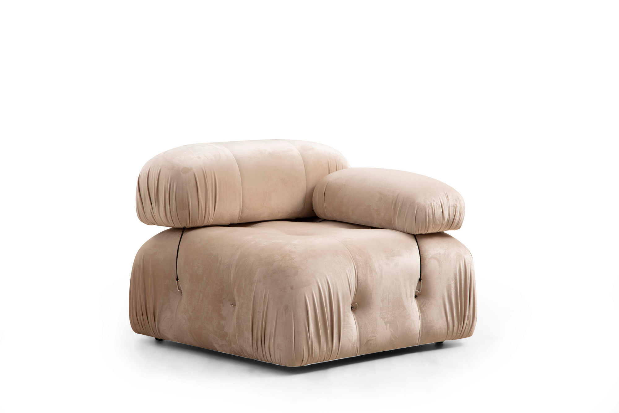 Canapea 3 locuri, Hanah Home, catifea, crem, 288x95x75 cm — imaginea 5