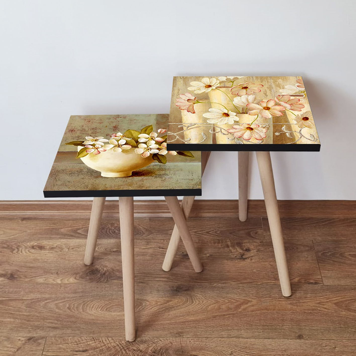 Set masute de cafea, Hanah Home, mdf, multicolor, 35x35x47 cm, 2 piese, 481LNA2241