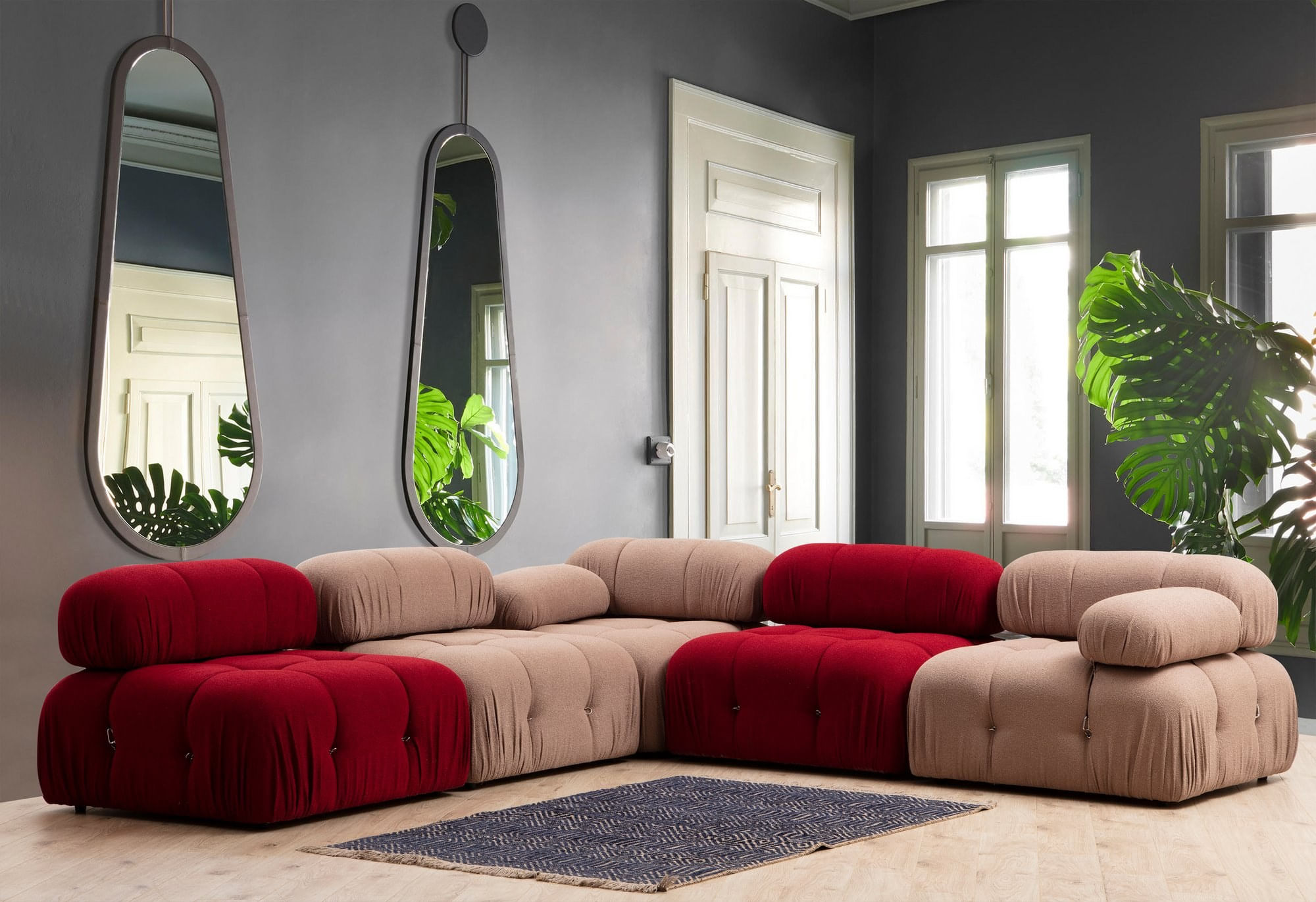 Canapea 1 loc, Hanah Home, lemn fag si pal, rosu, 95x95x75 cm — imaginea 7