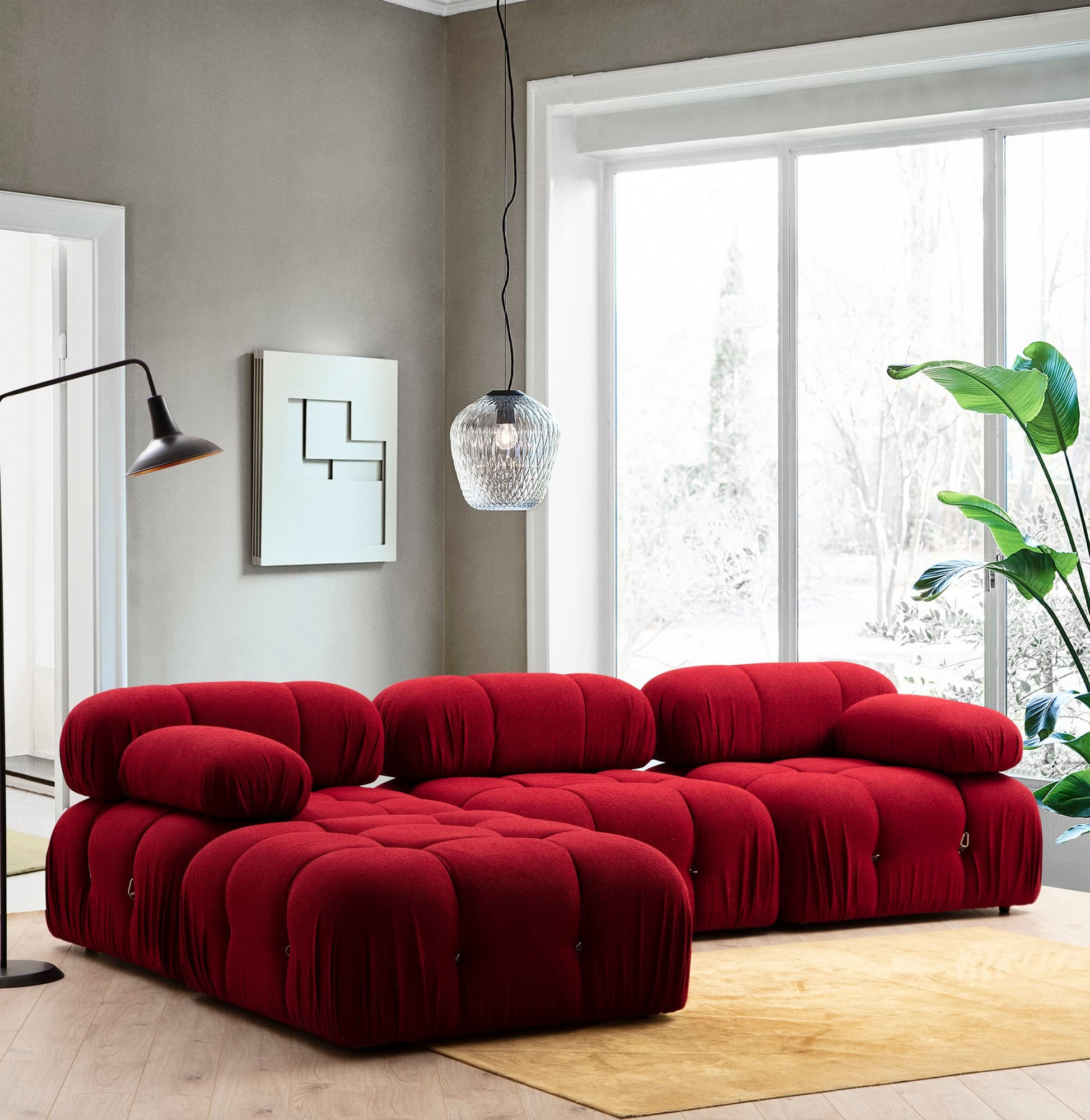 Canapea 1 loc, Hanah Home, lemn fag si pal, rosu, 95x95x75 cm — imaginea 8